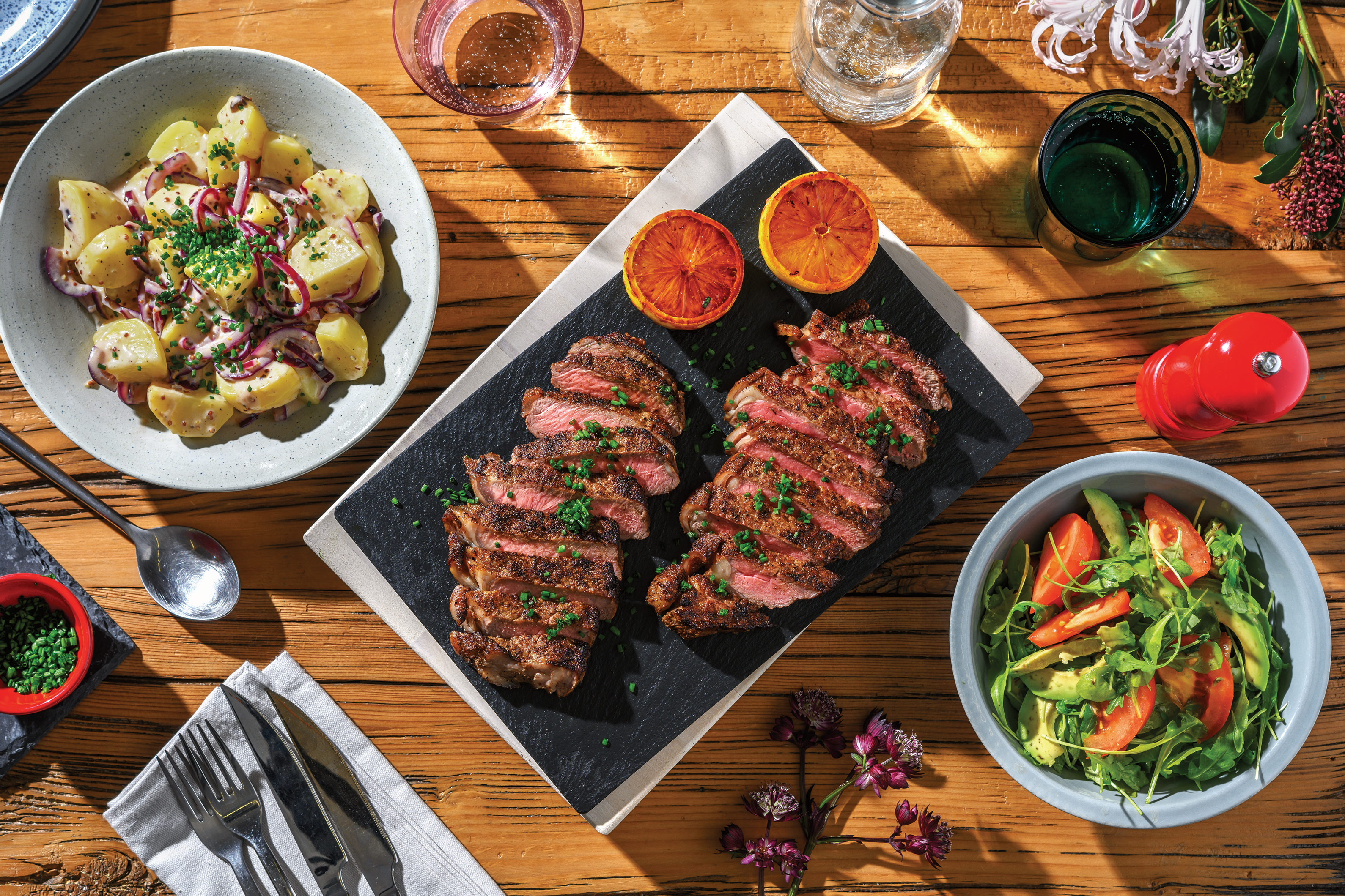Nan's Chargrilled Sirloin Steak & Avocado-Rocket Salad