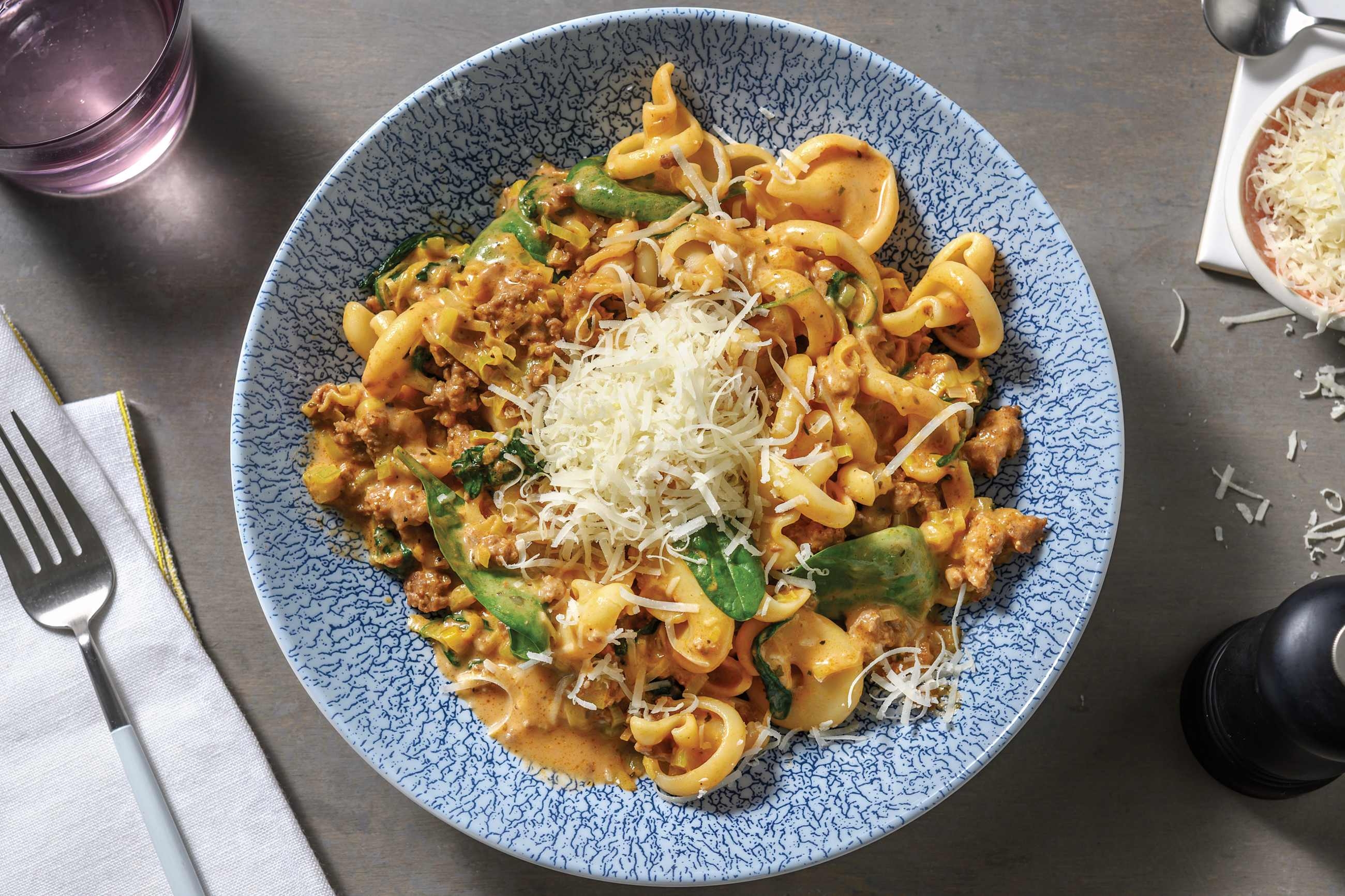 Nan's Creamy Lamb & Veggie Pasta