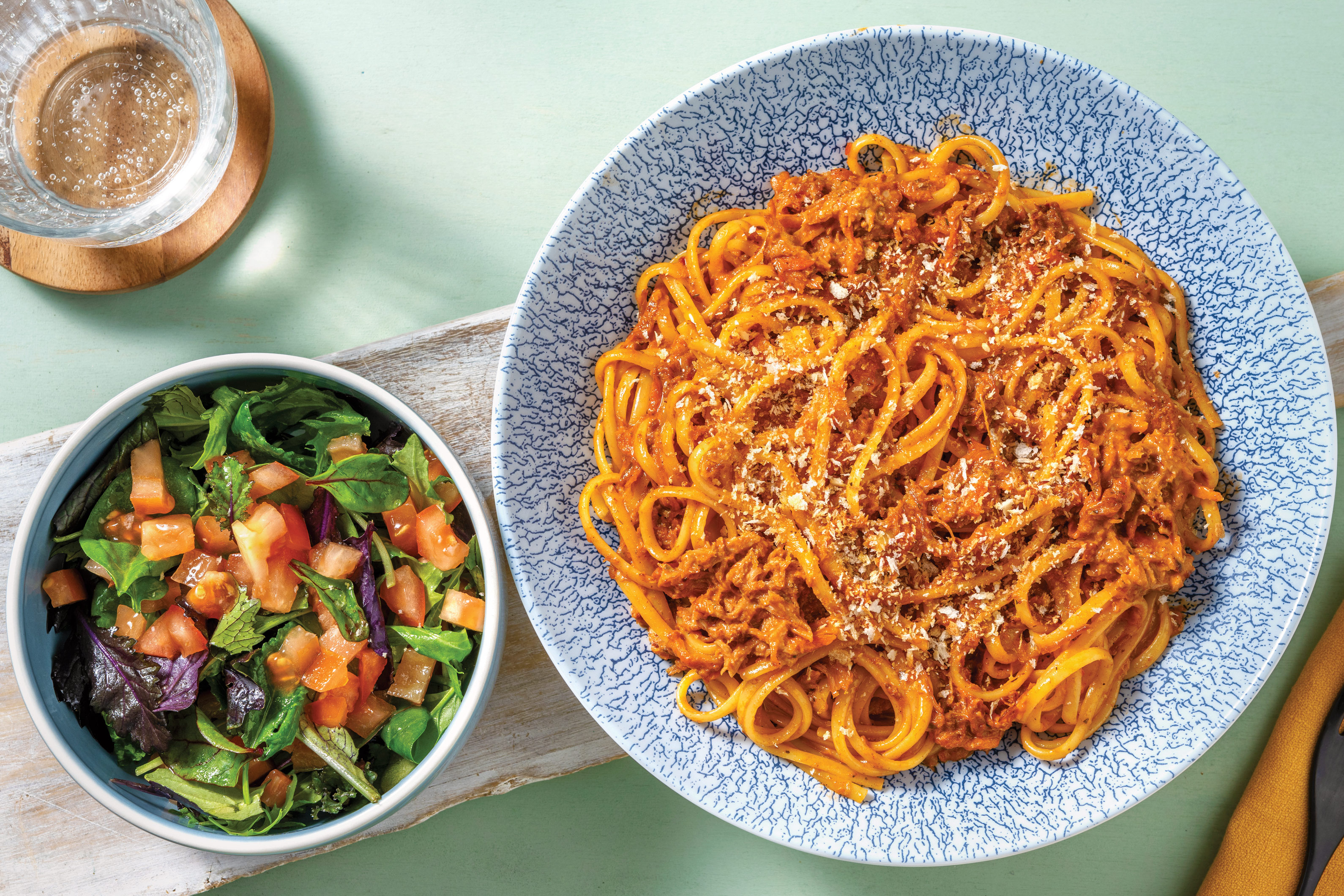 Quick Creamy Pulled Beef Ragu & Linguine