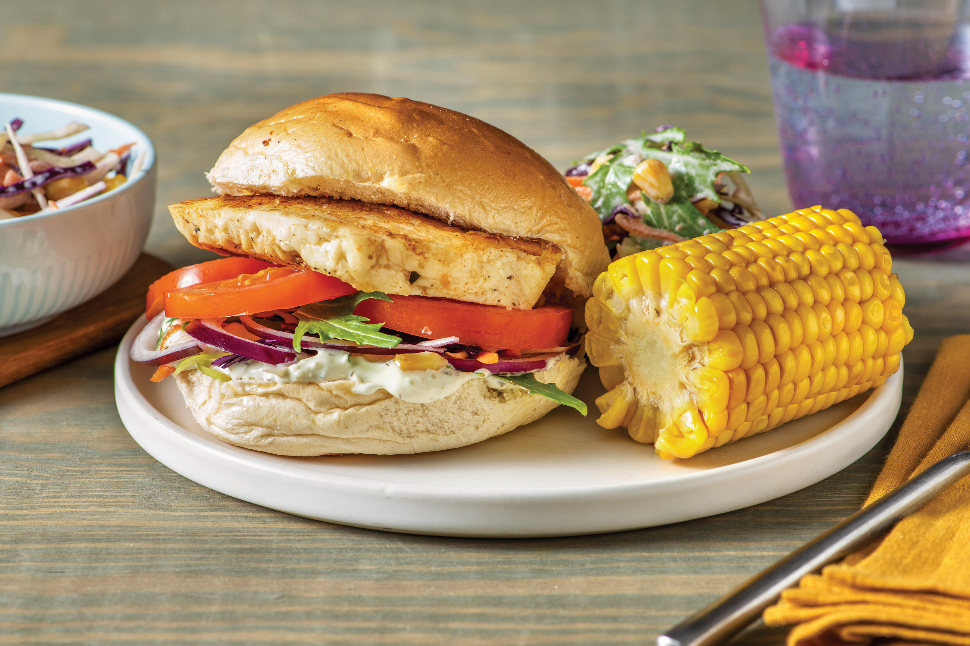 Honey-Glazed Haloumi Burger