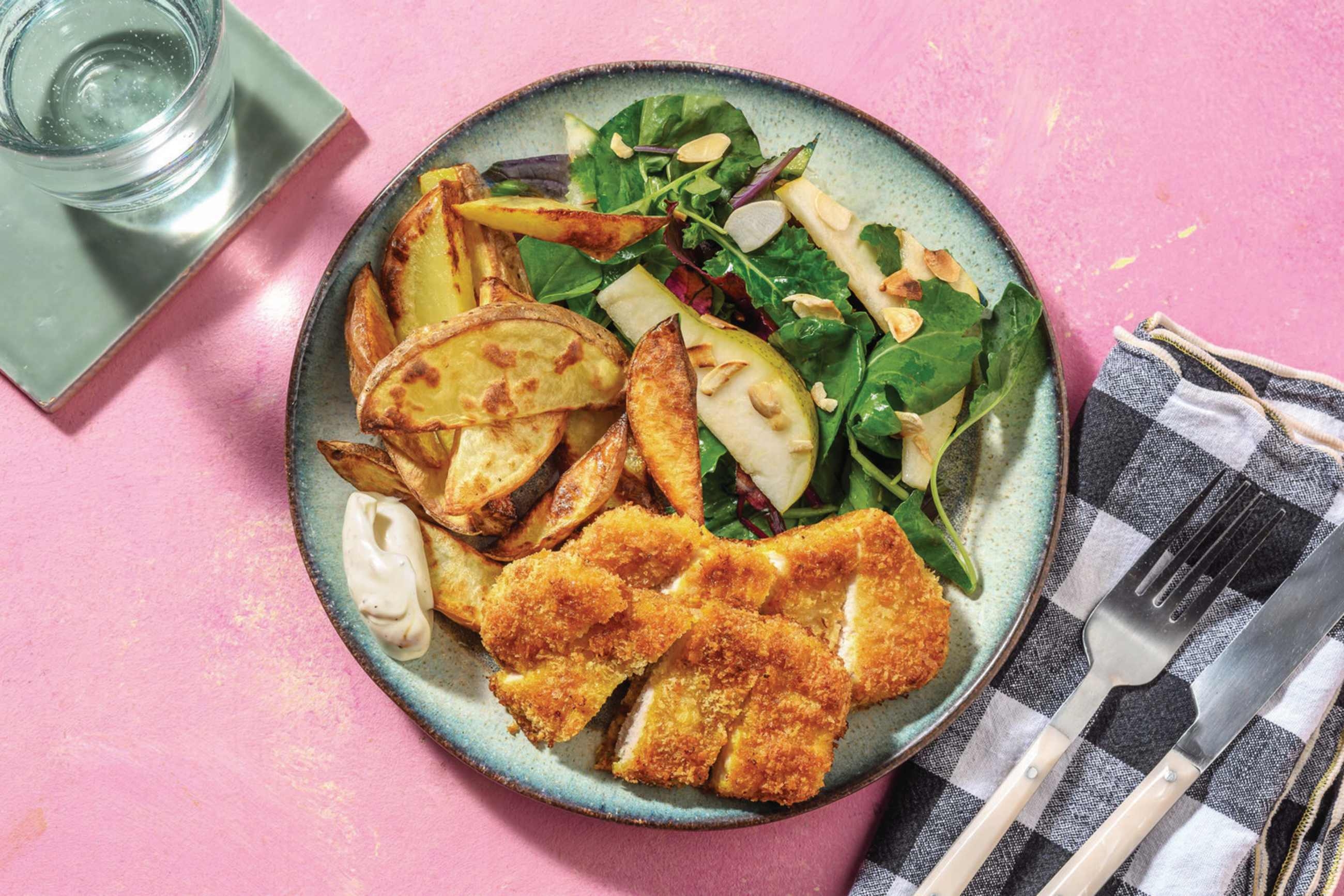 Nan's Pork Schnitzel & Potato Wedges