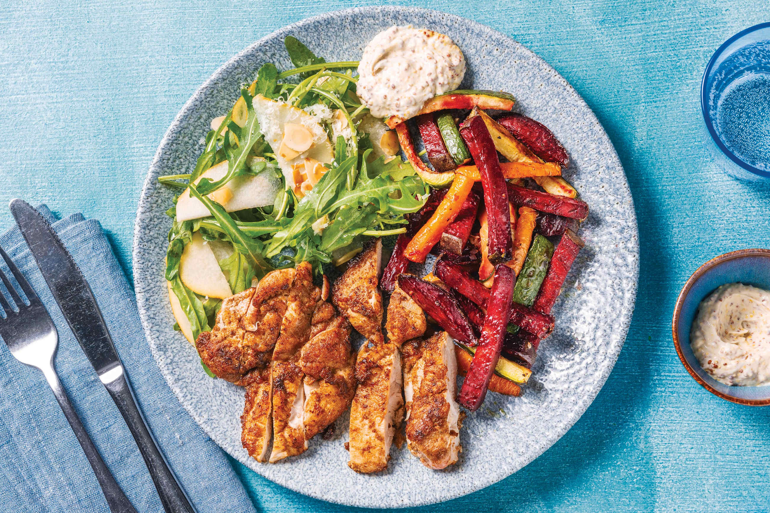 Nan's Seared Chicken & Rainbow Fries