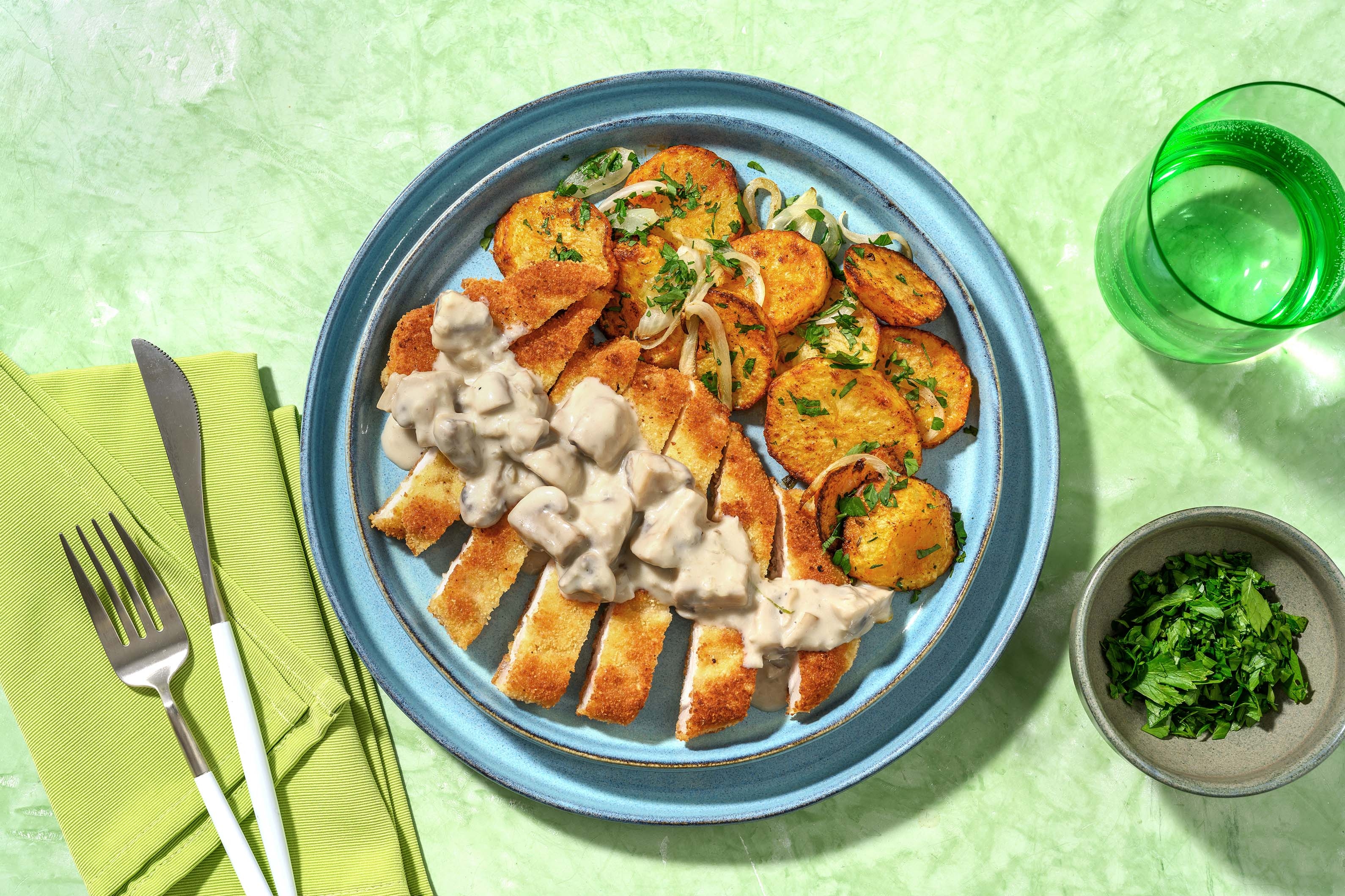 Nicks ausgefuchste Pilzpfanne mit Schnitzel