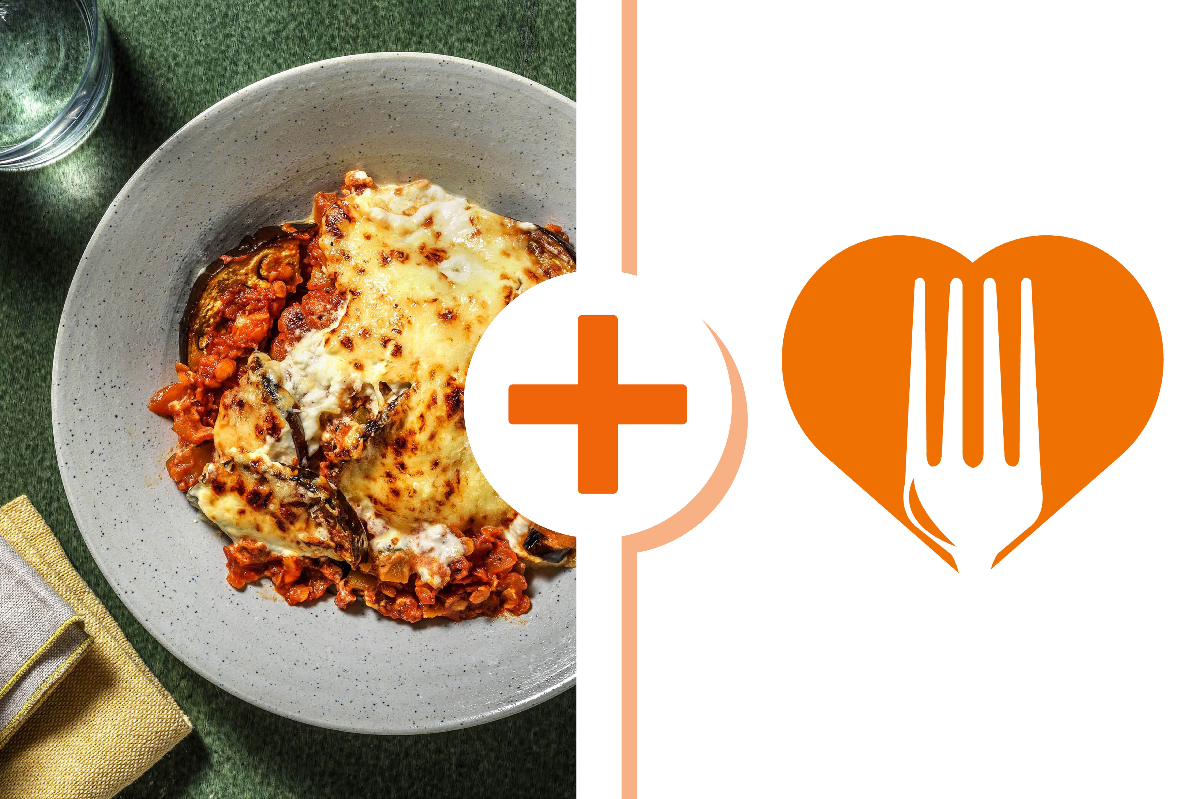 Vegetarische moussaka met knoflookbrood