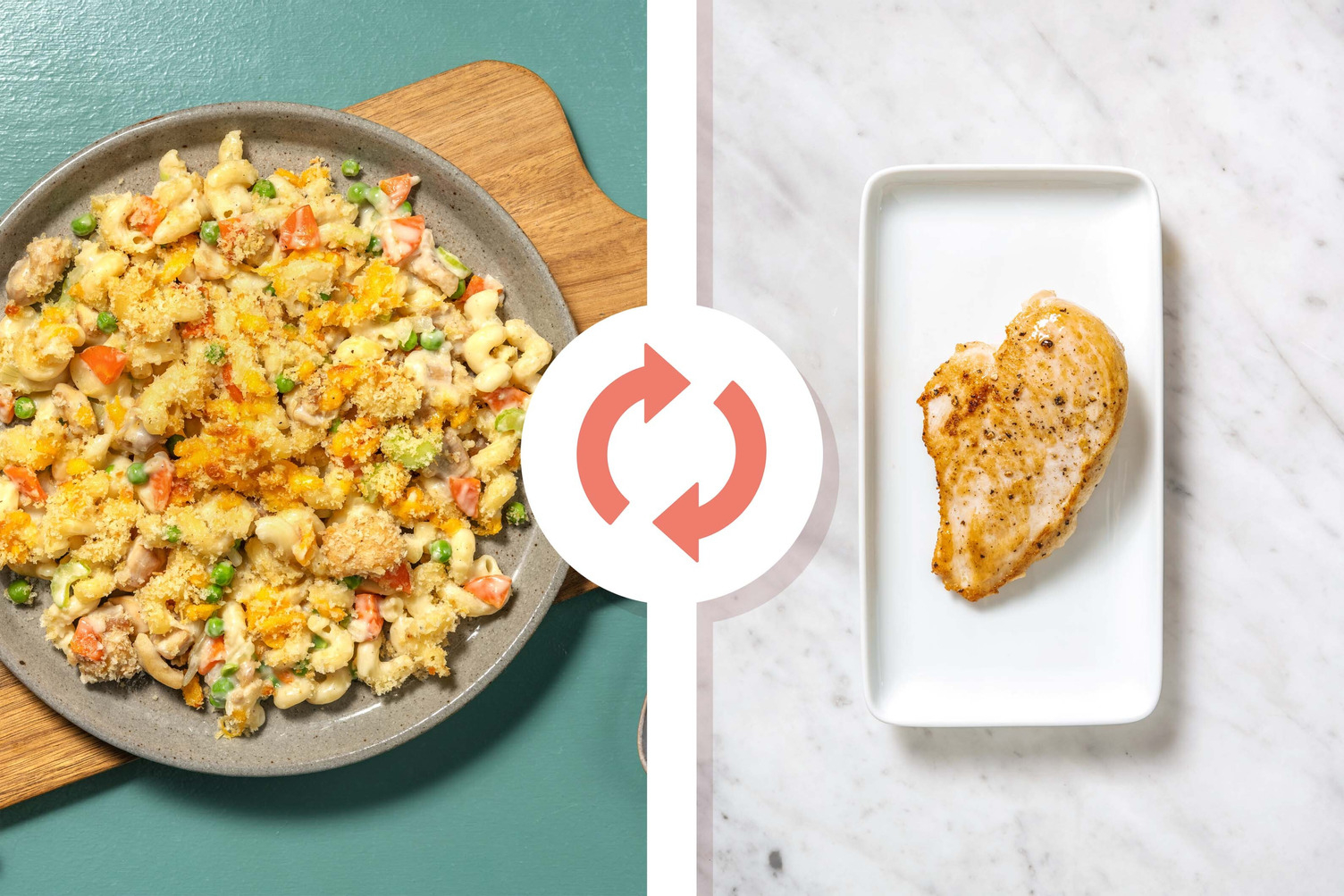 Nouilles aux poitrines de poulet au four