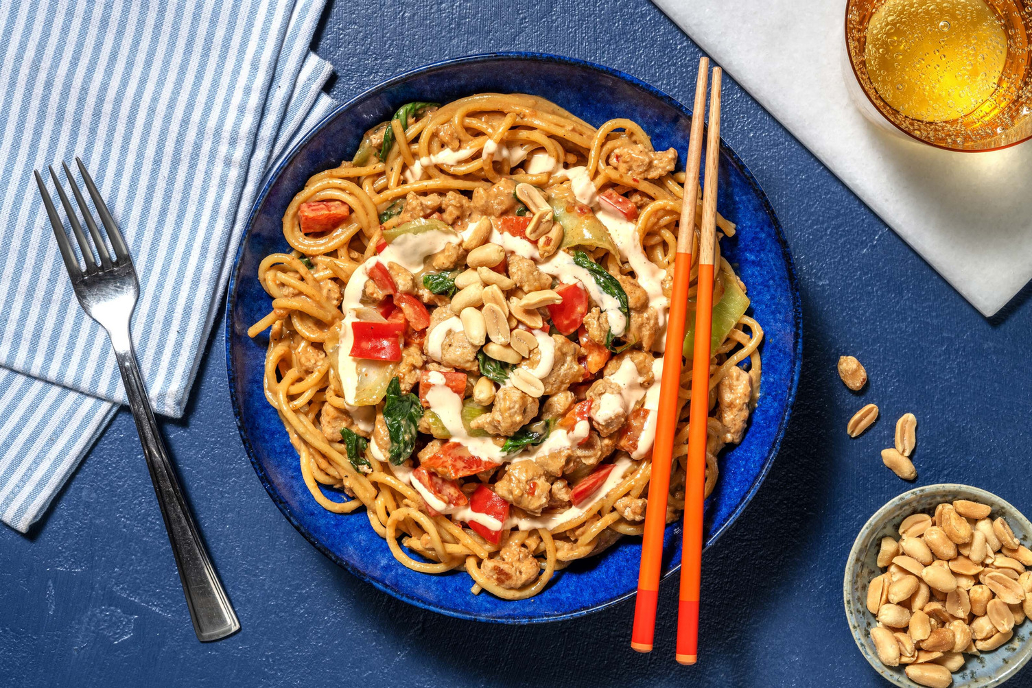Spicy Tofu and Peanut Dragon Noodles