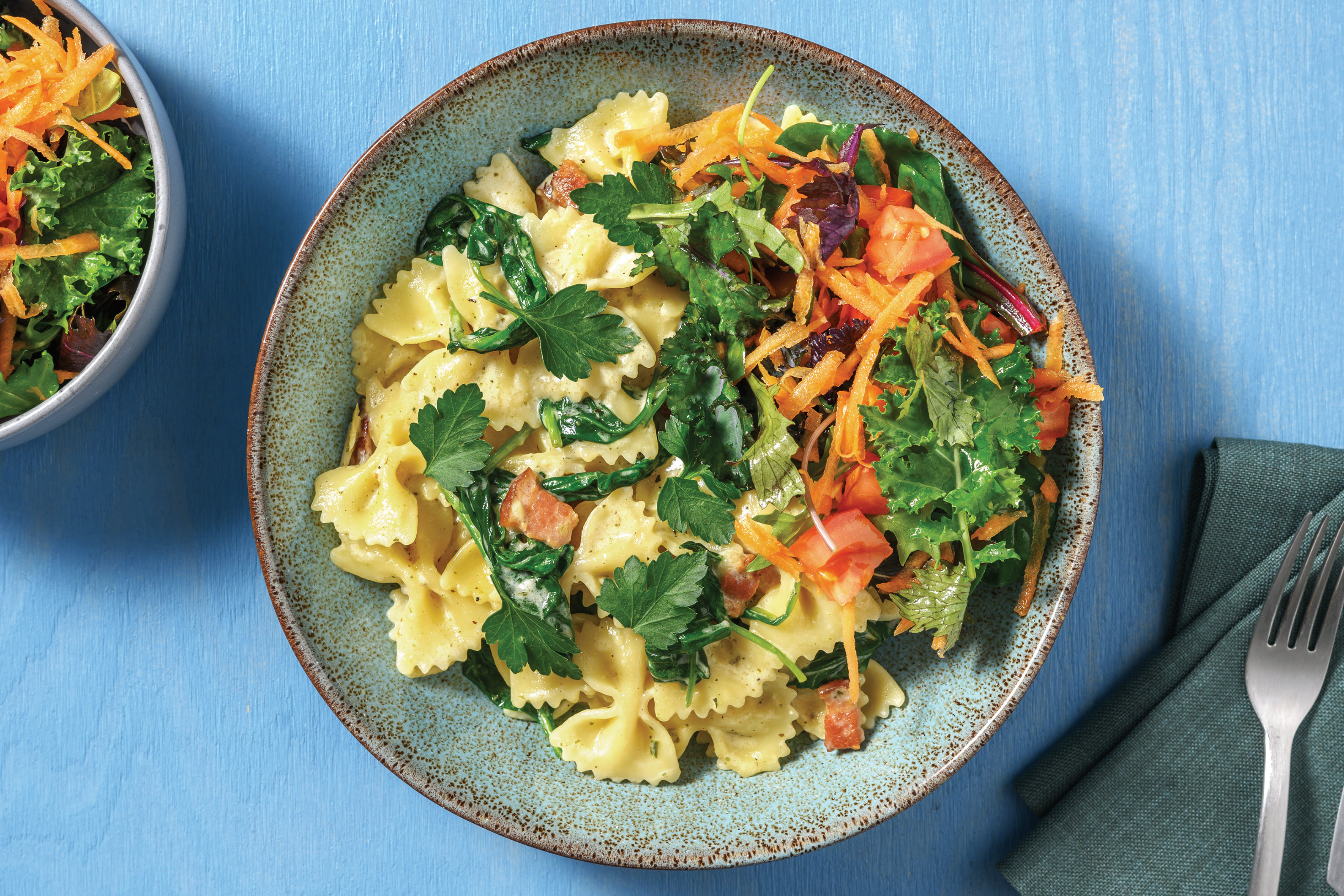 Easy Creamy Bacon & Garlic Farfalle