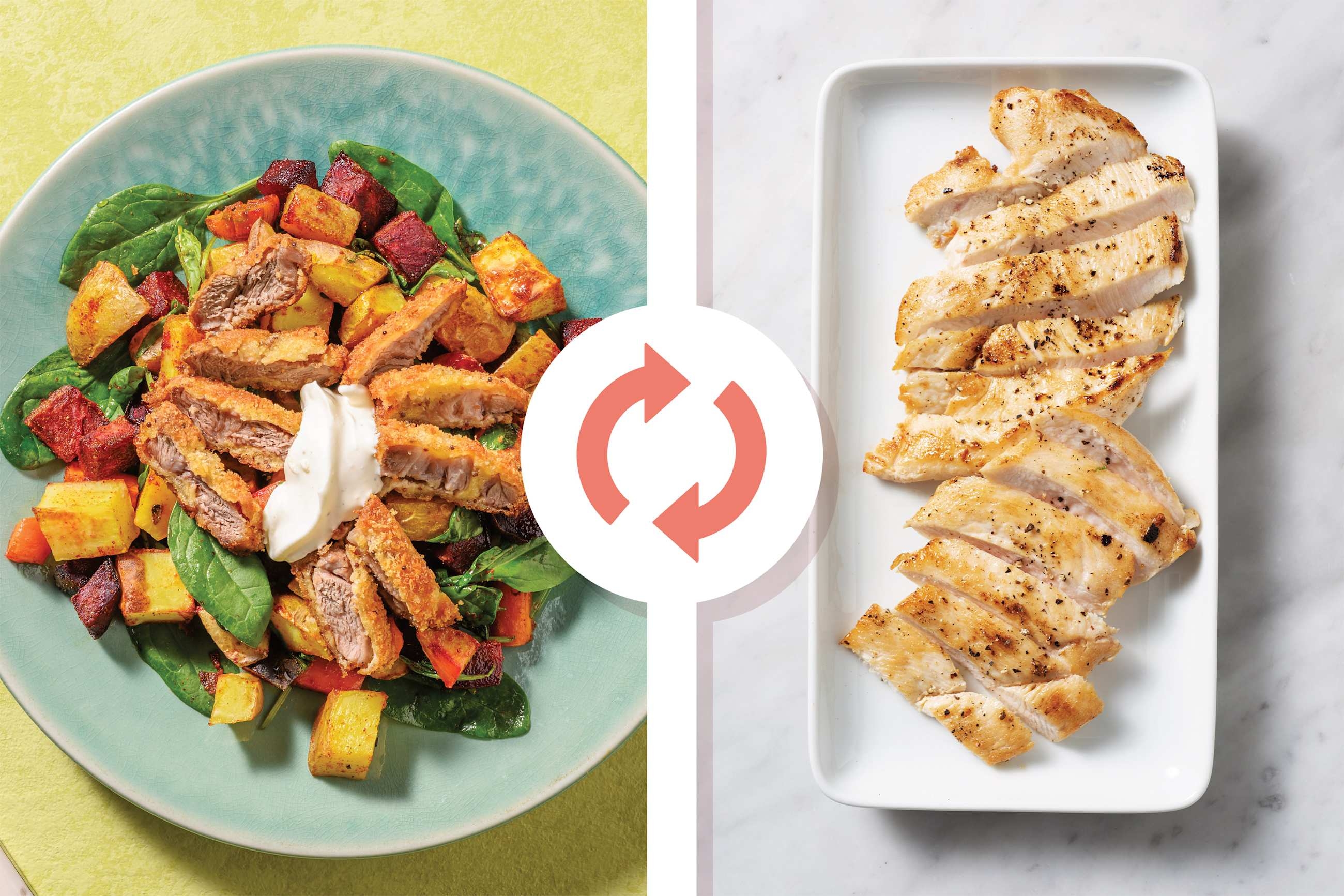 Mustard Seed Chicken Schnitzel & Mumbai Roast Veggie Toss