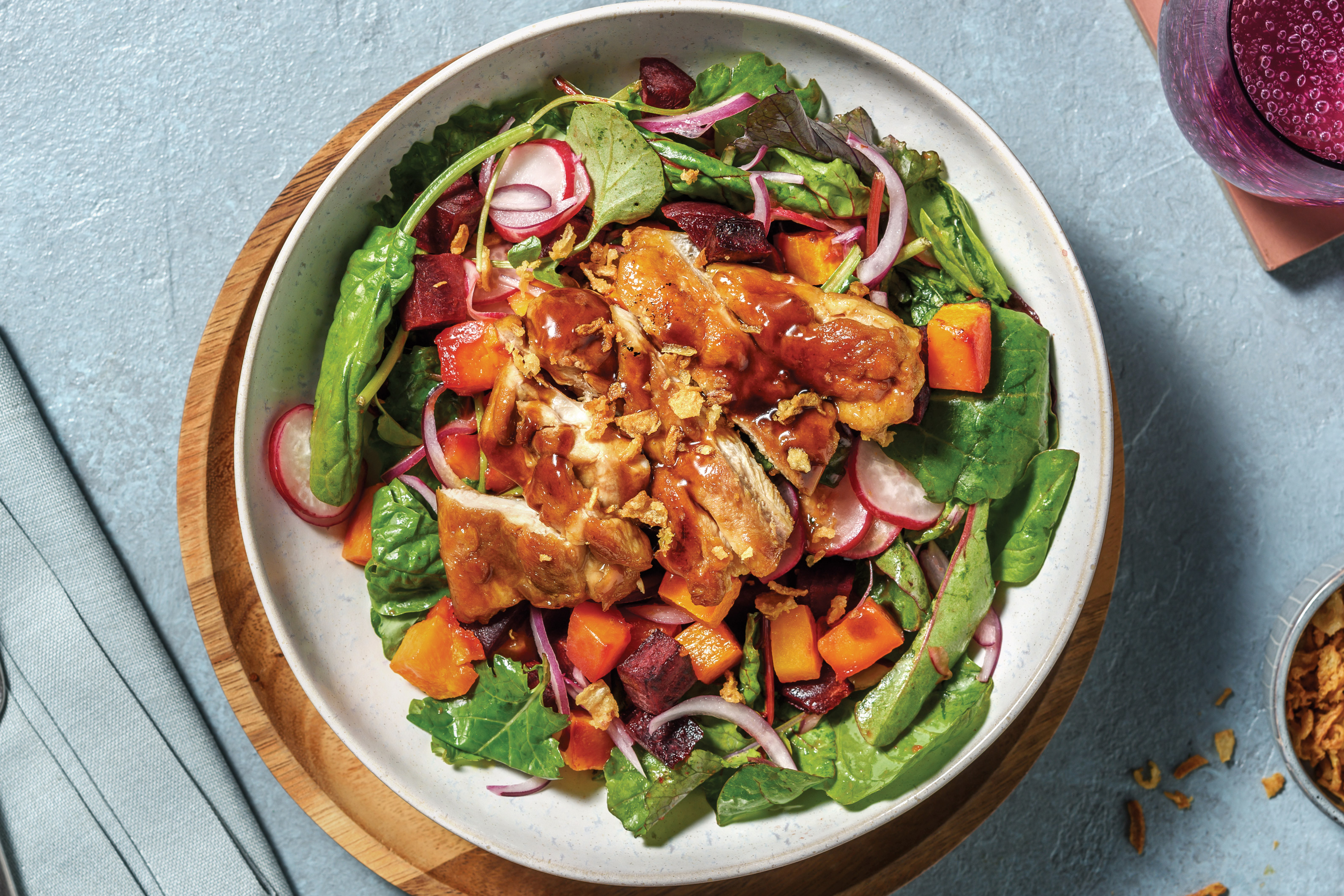 Sticky Asian Chicken & Roast Pumpkin Salad
