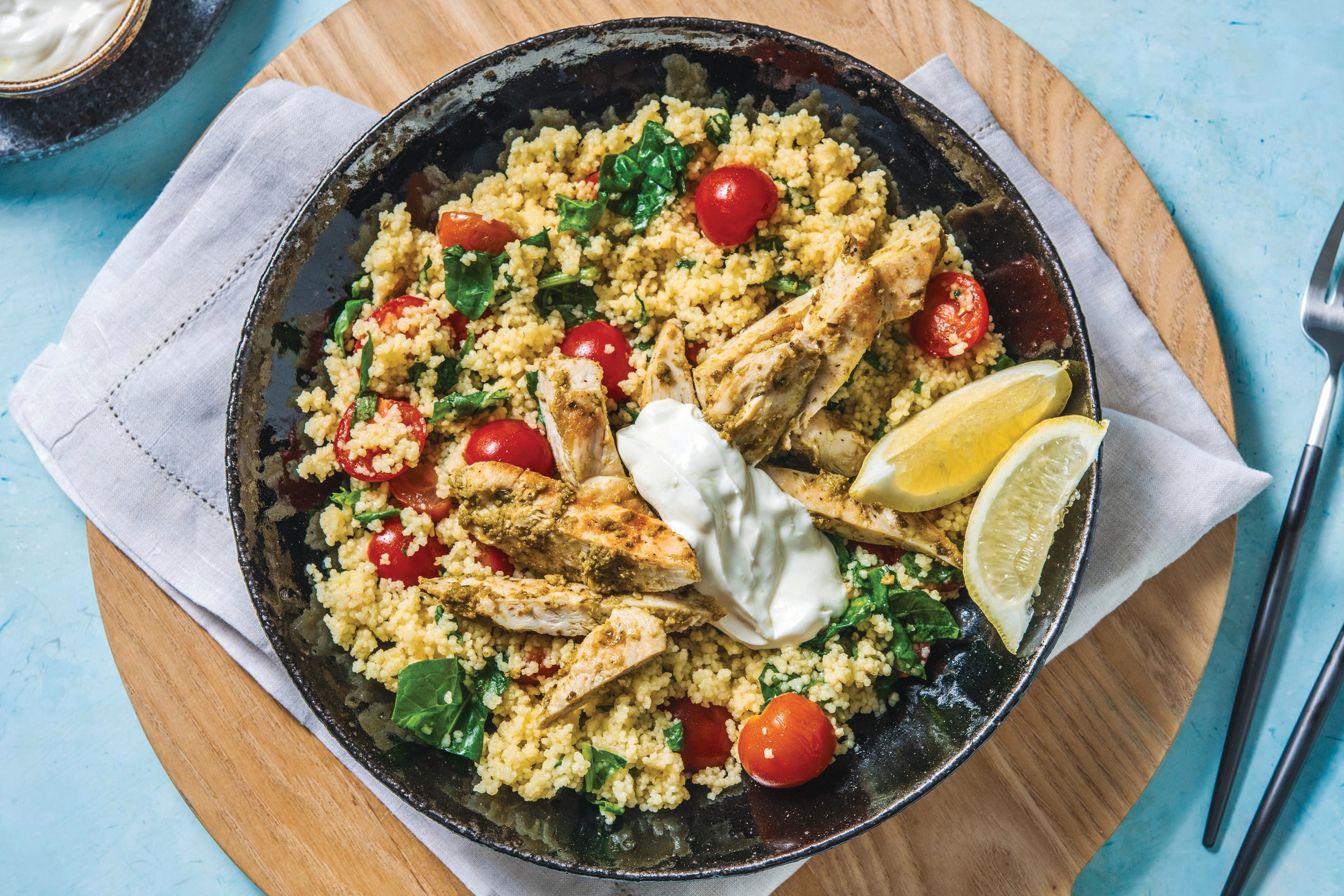 One-Pan Pesto Chicken & Veggie Couscous