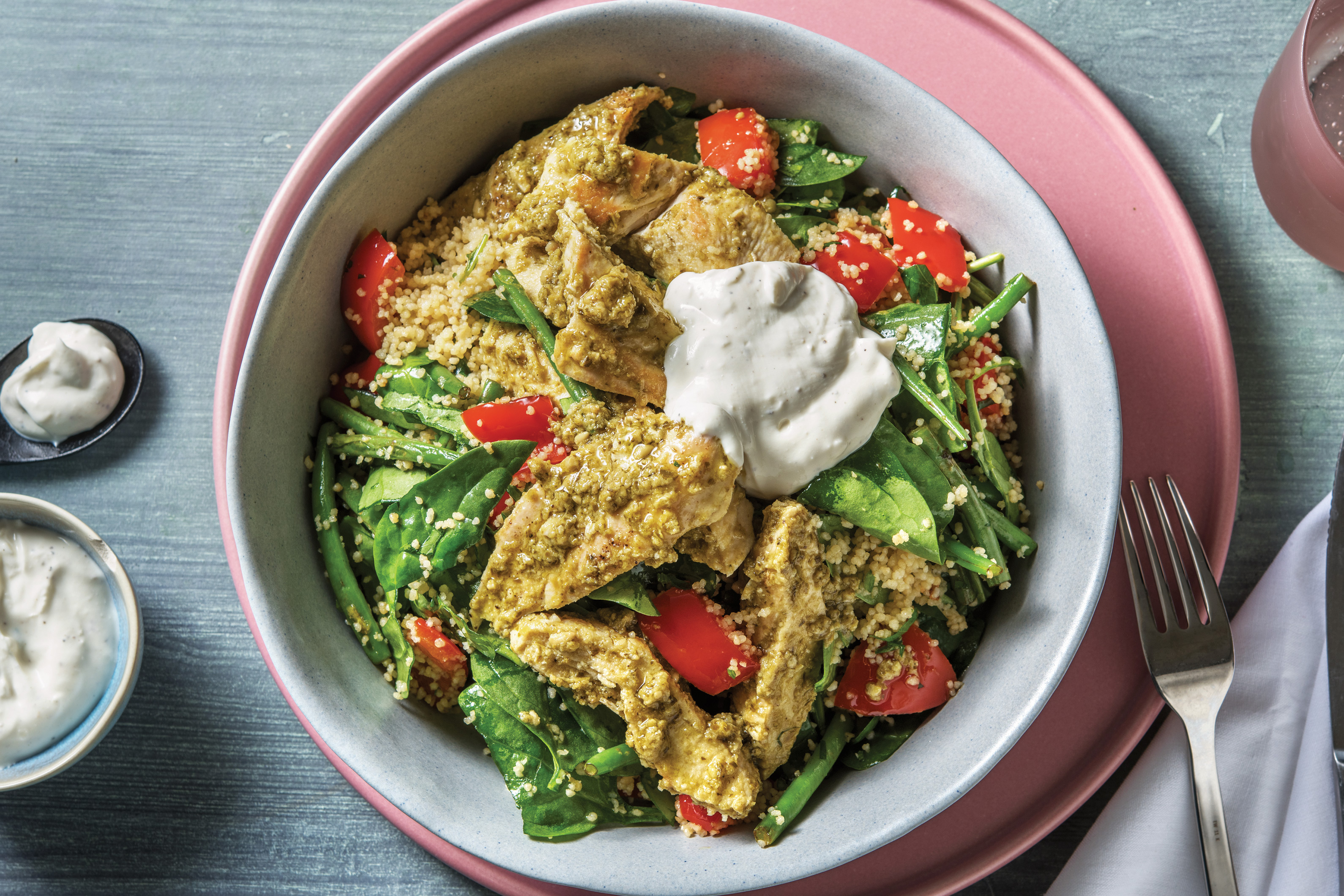One-Pan Pesto Chicken & Veggie Couscous