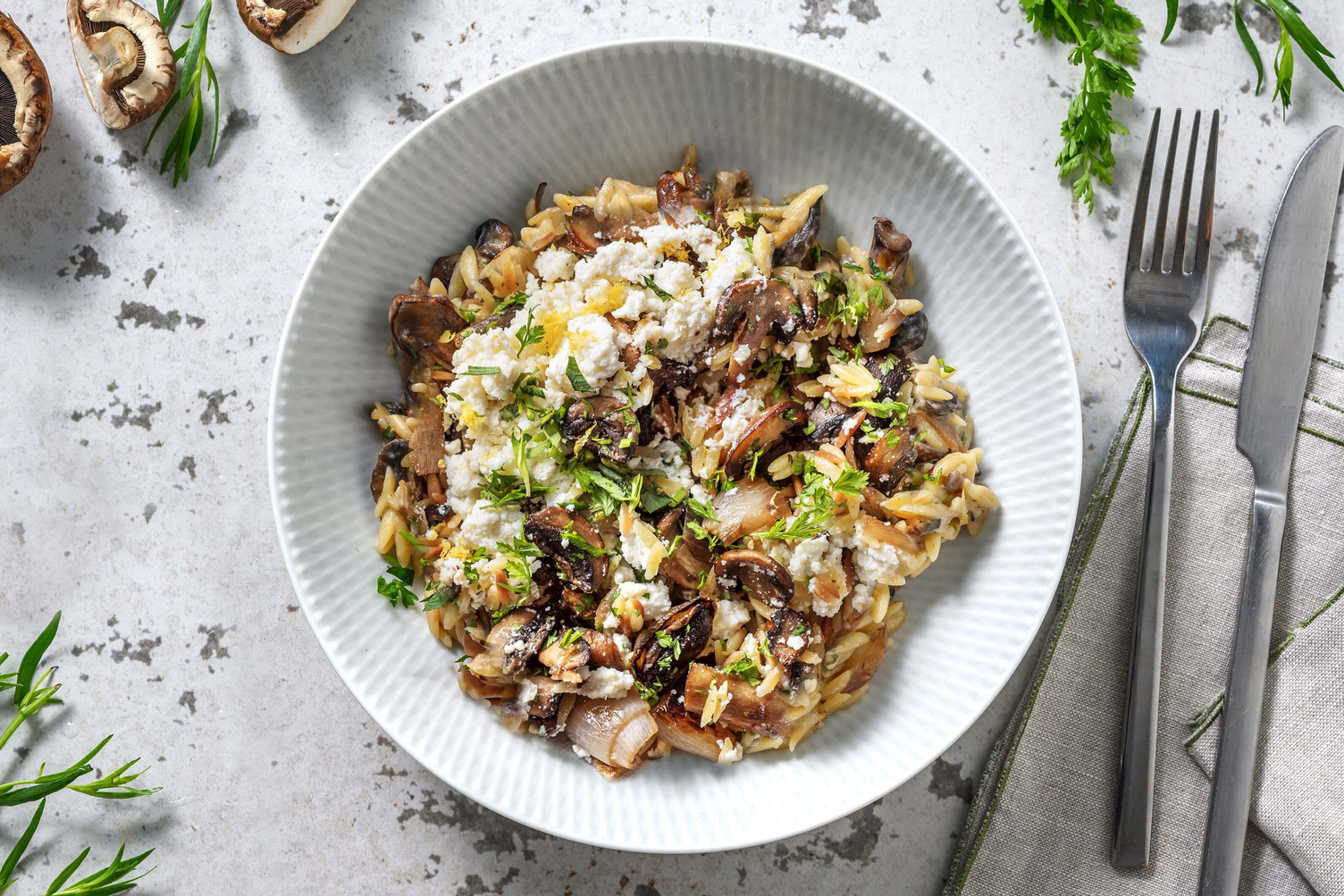 Orzo à l'échalote fondante et ricotta au citron