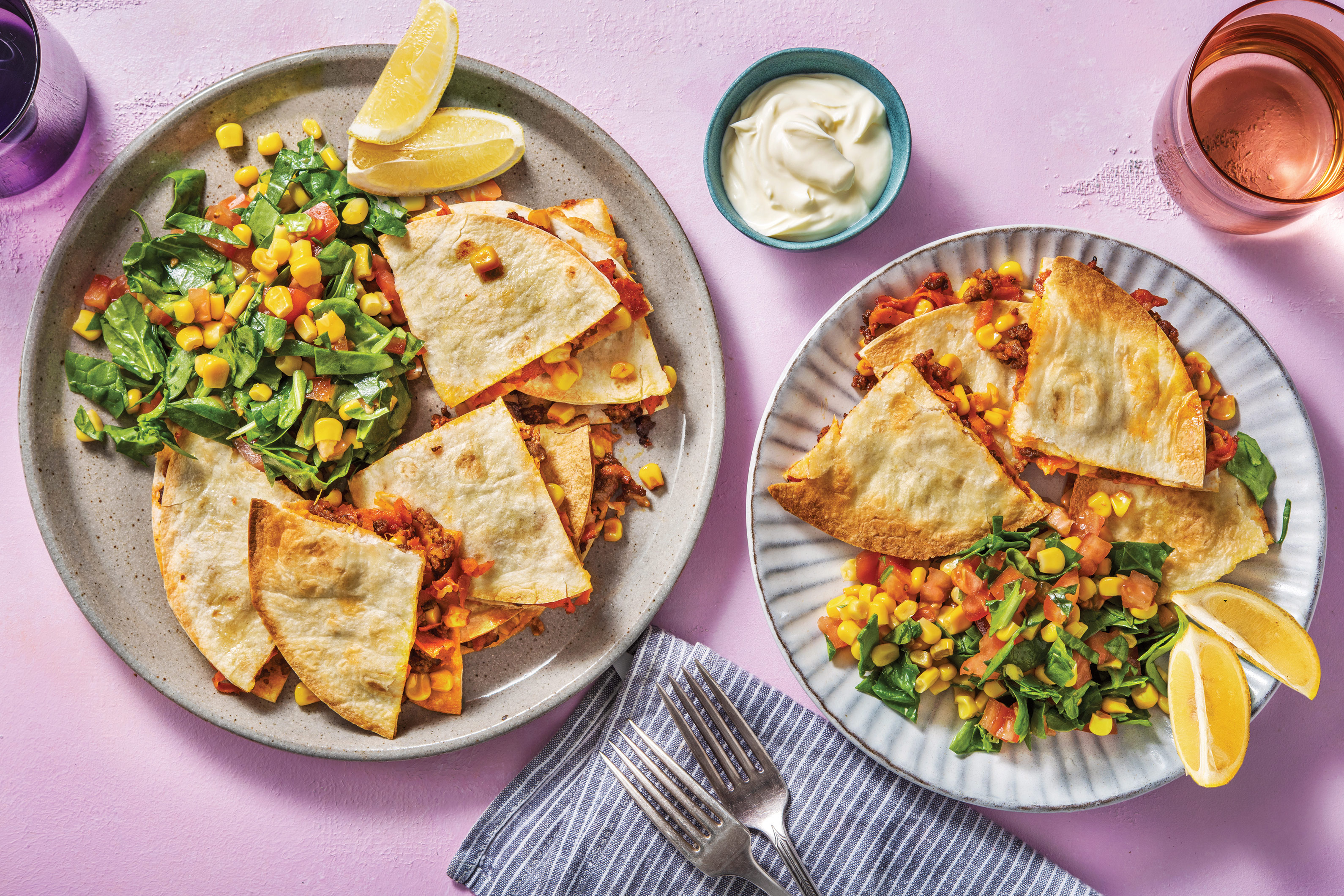 Baked Beef & Corn Quesadillas