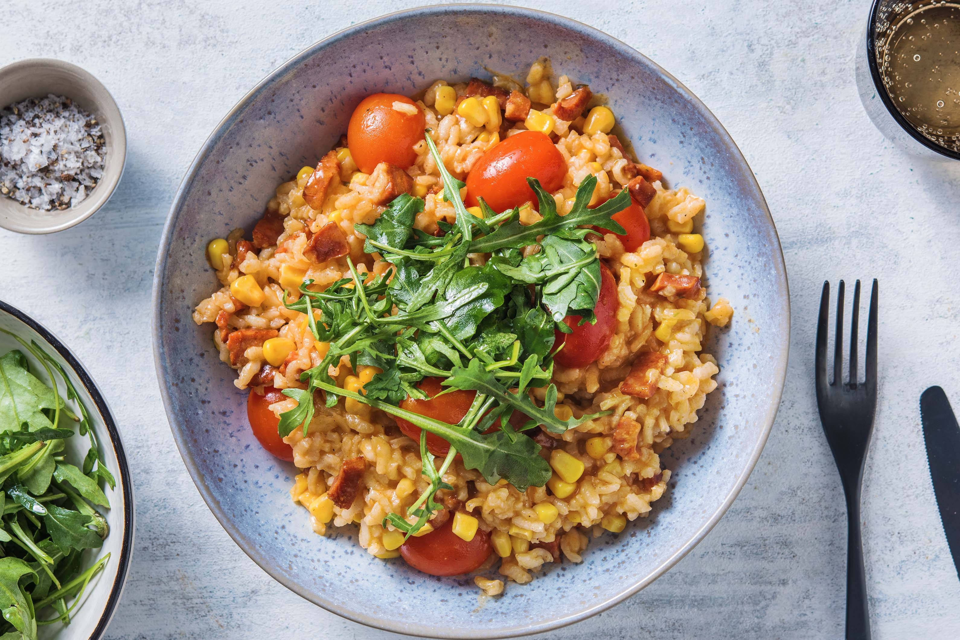 Oven-Baked Chorizo & Sweetcorn Risotto