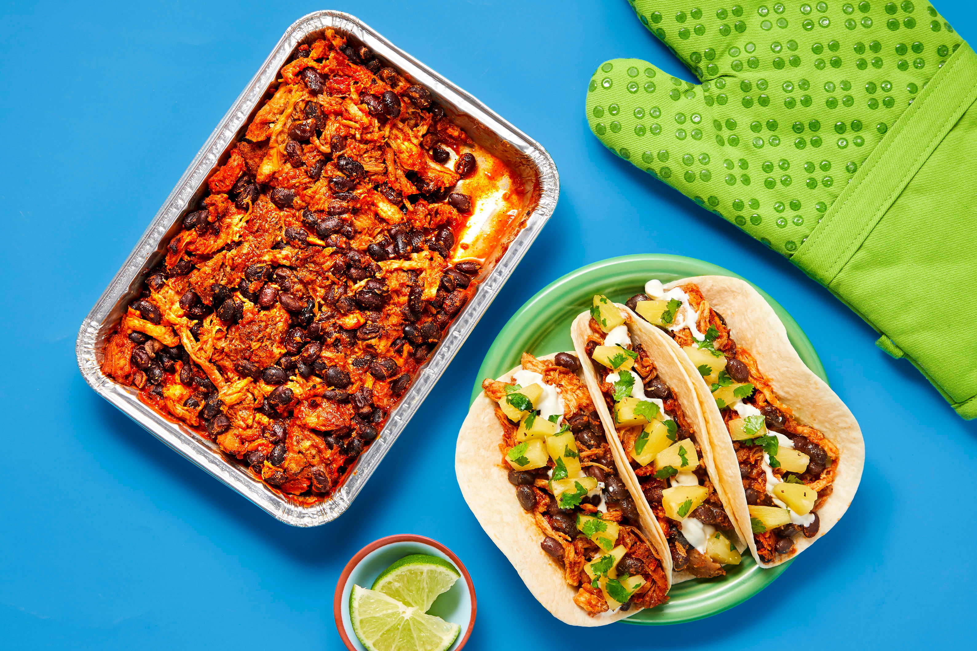 Oven-Ready Pulled Pork & Black Bean Tacos