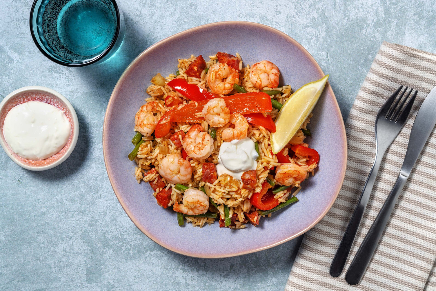 Crevetten auf Reis mit Chorizo 