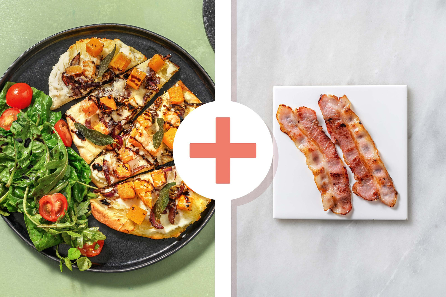 Pains plats à la ricotta, au bacon et à la courge