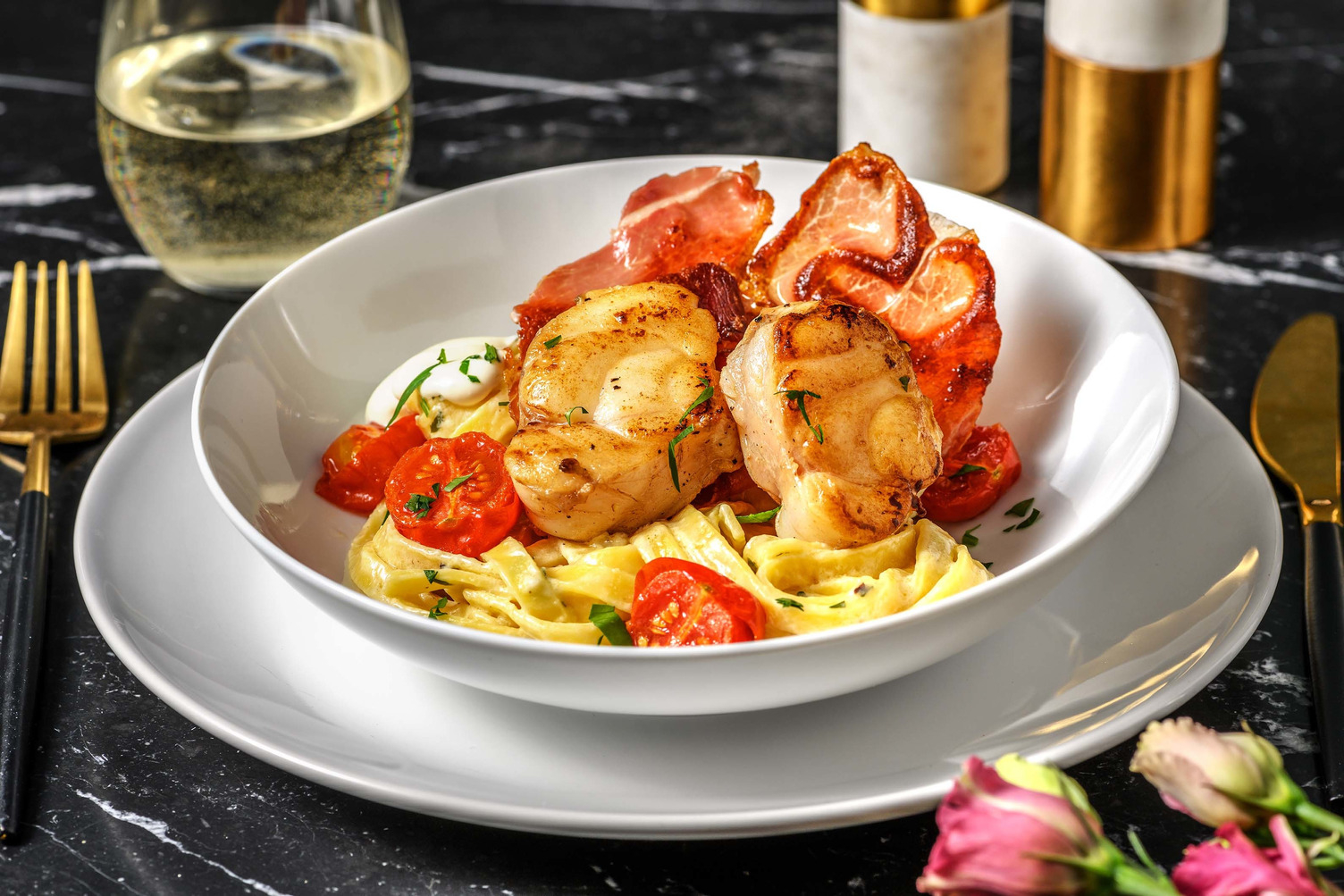 Pan Fried Monkfish and Creamy Tagliatelle
