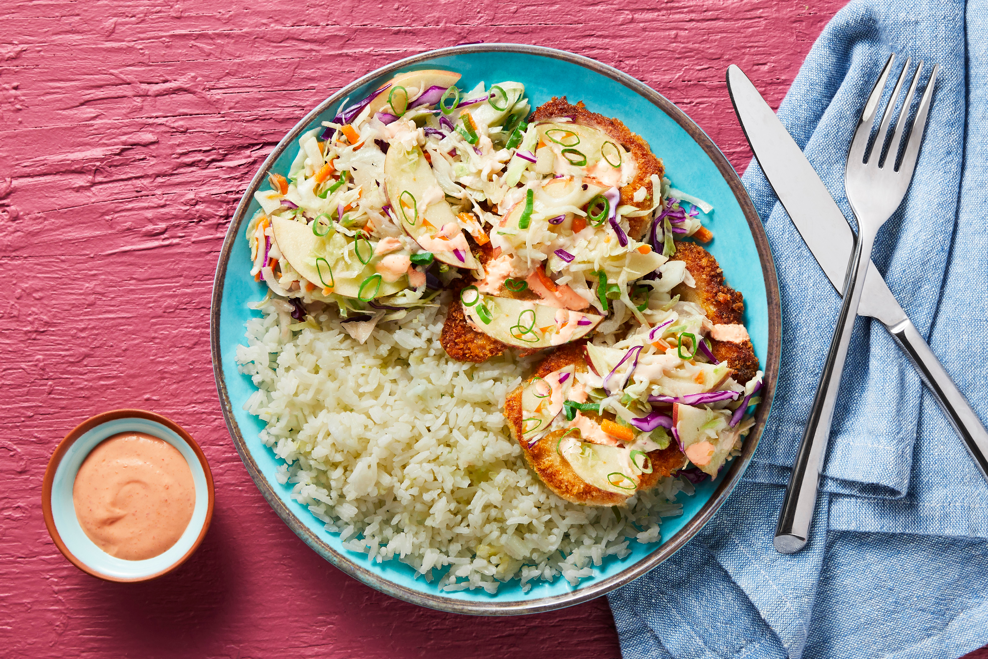 Panko Pork Cutlets with Apple Slaw