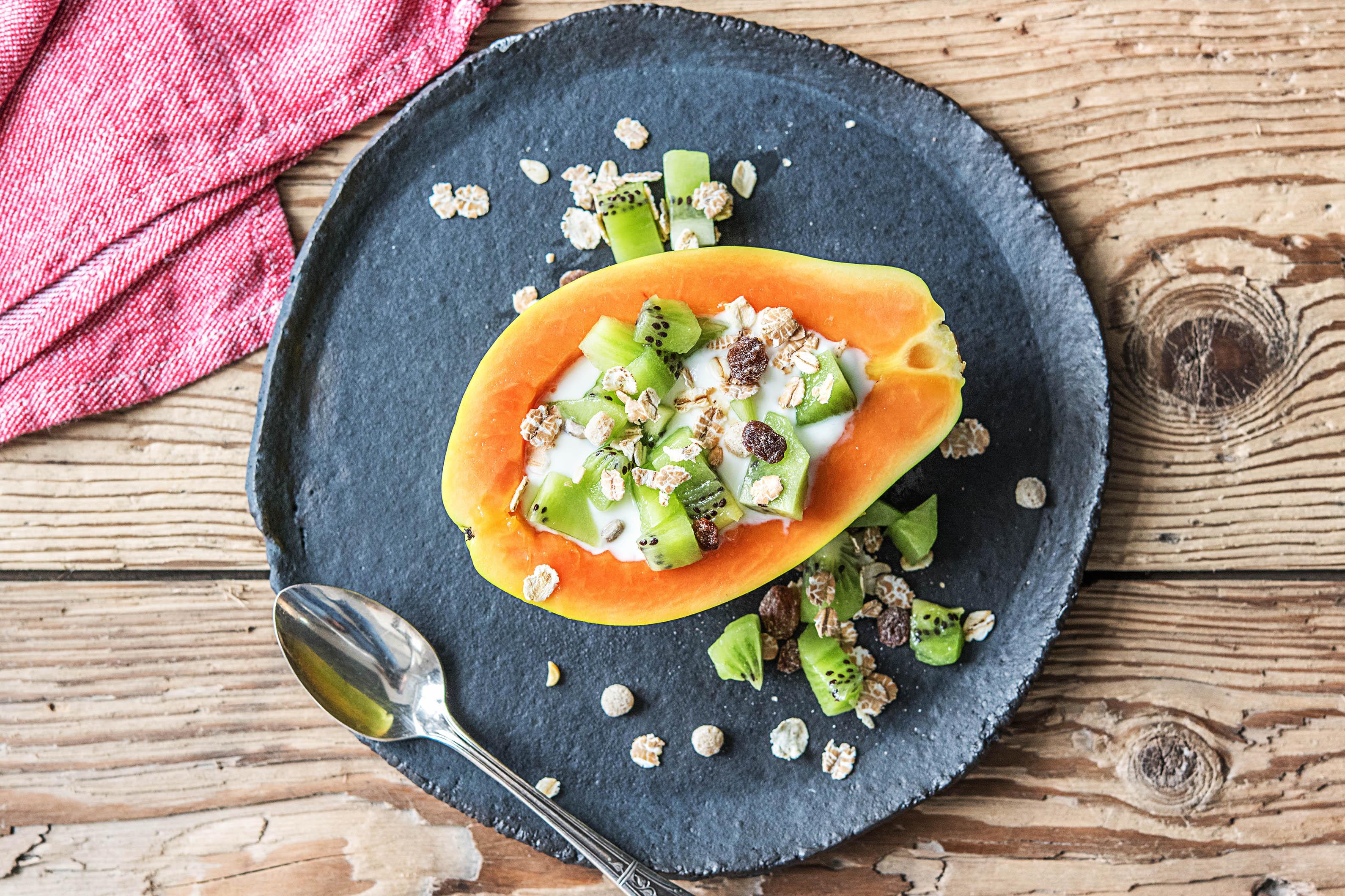 Papayaboten met Griekse yoghurt