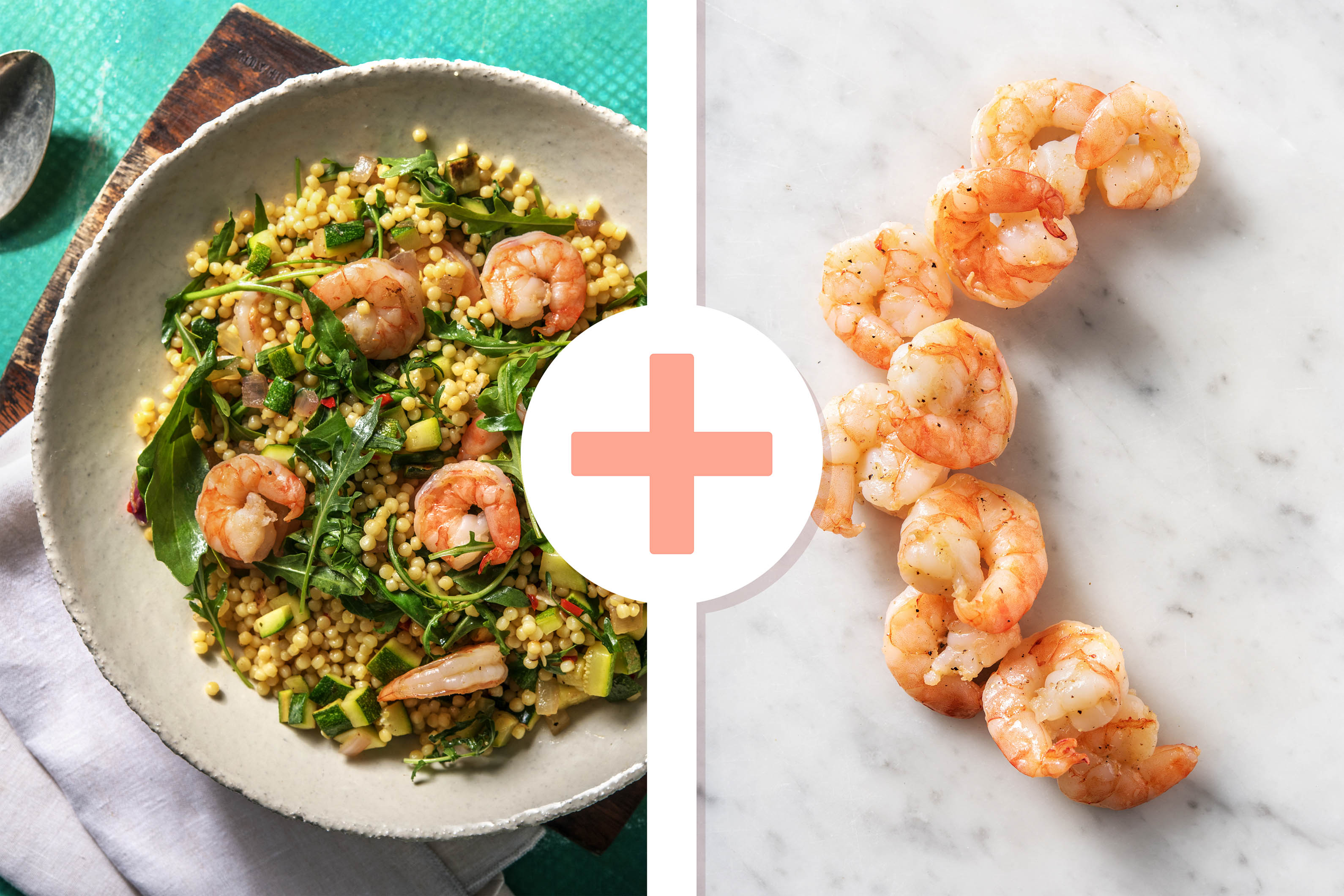 Parelcouscous met garnalen en courgette