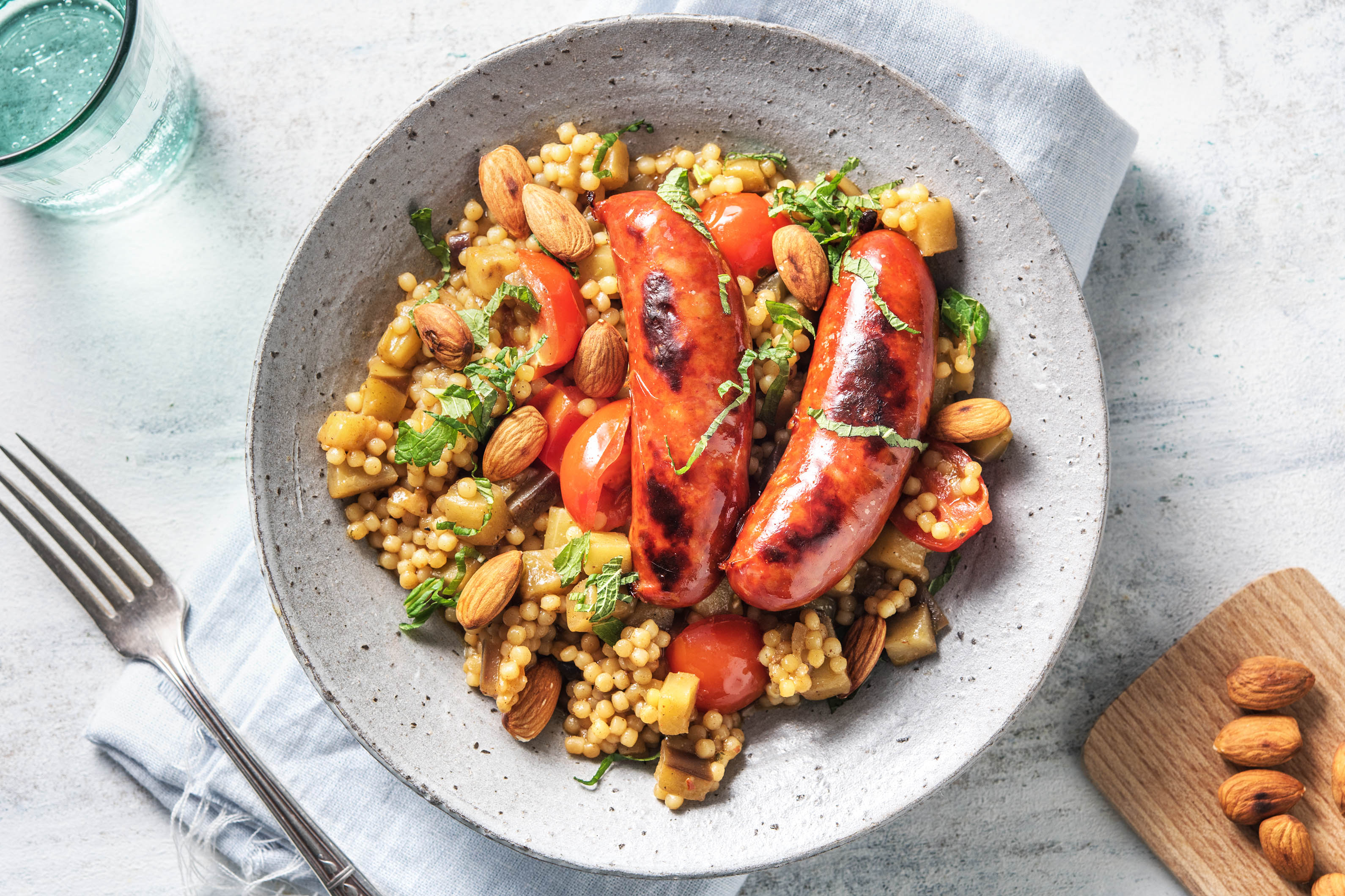 Couscous perlé aux saucisses de poulet