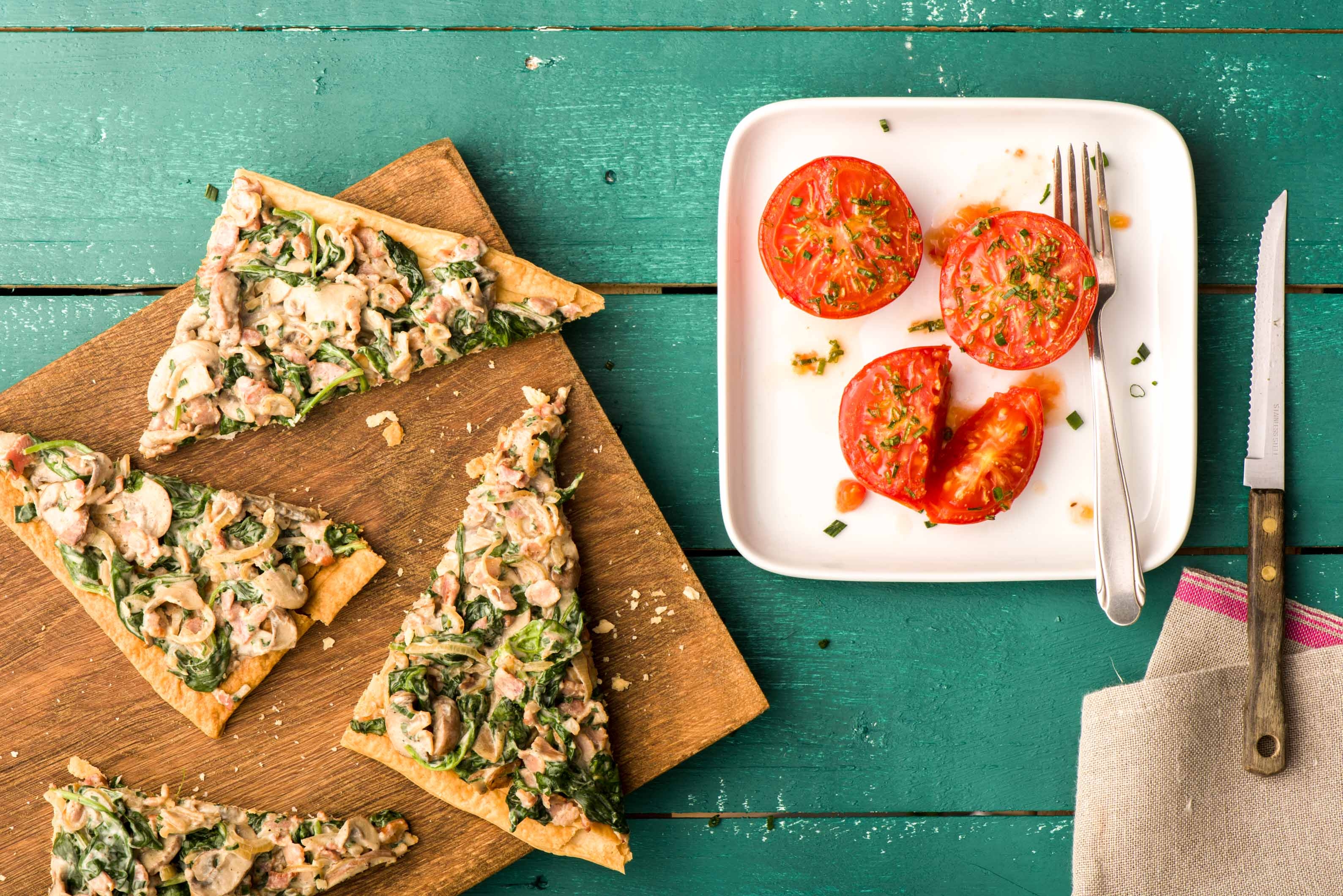 Pâte Feuilletée mit Spinat und Pilzen