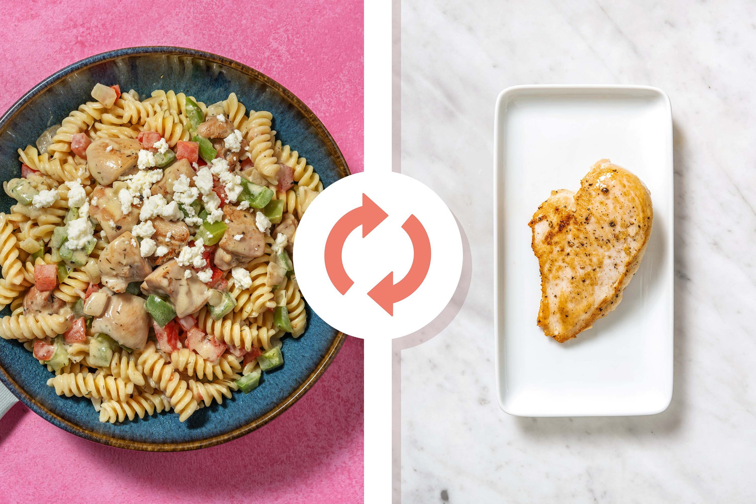 Pâtes à la poitrine de poulet à la grecque