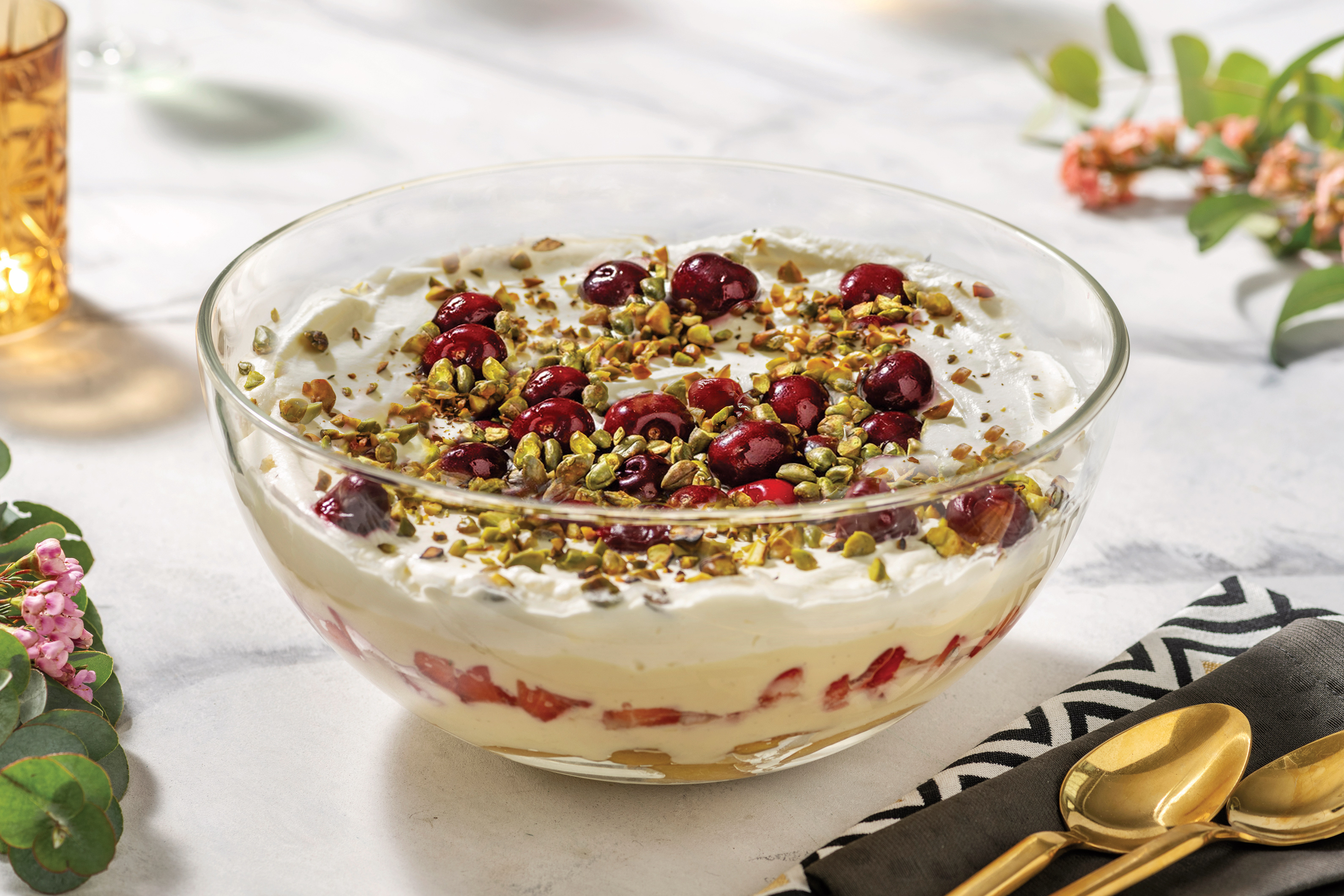 Peach, Strawberry & Cherry Trifle