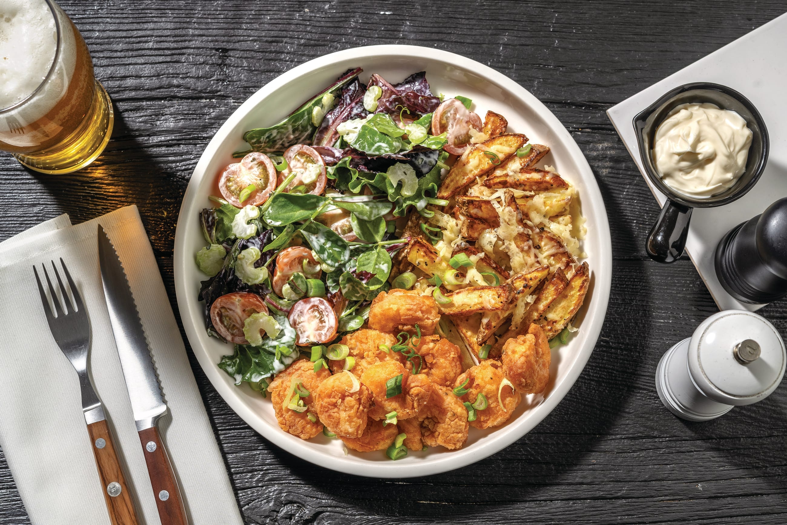 Peri-Peri Popcorn Shrimp & Garden Ranch Salad
