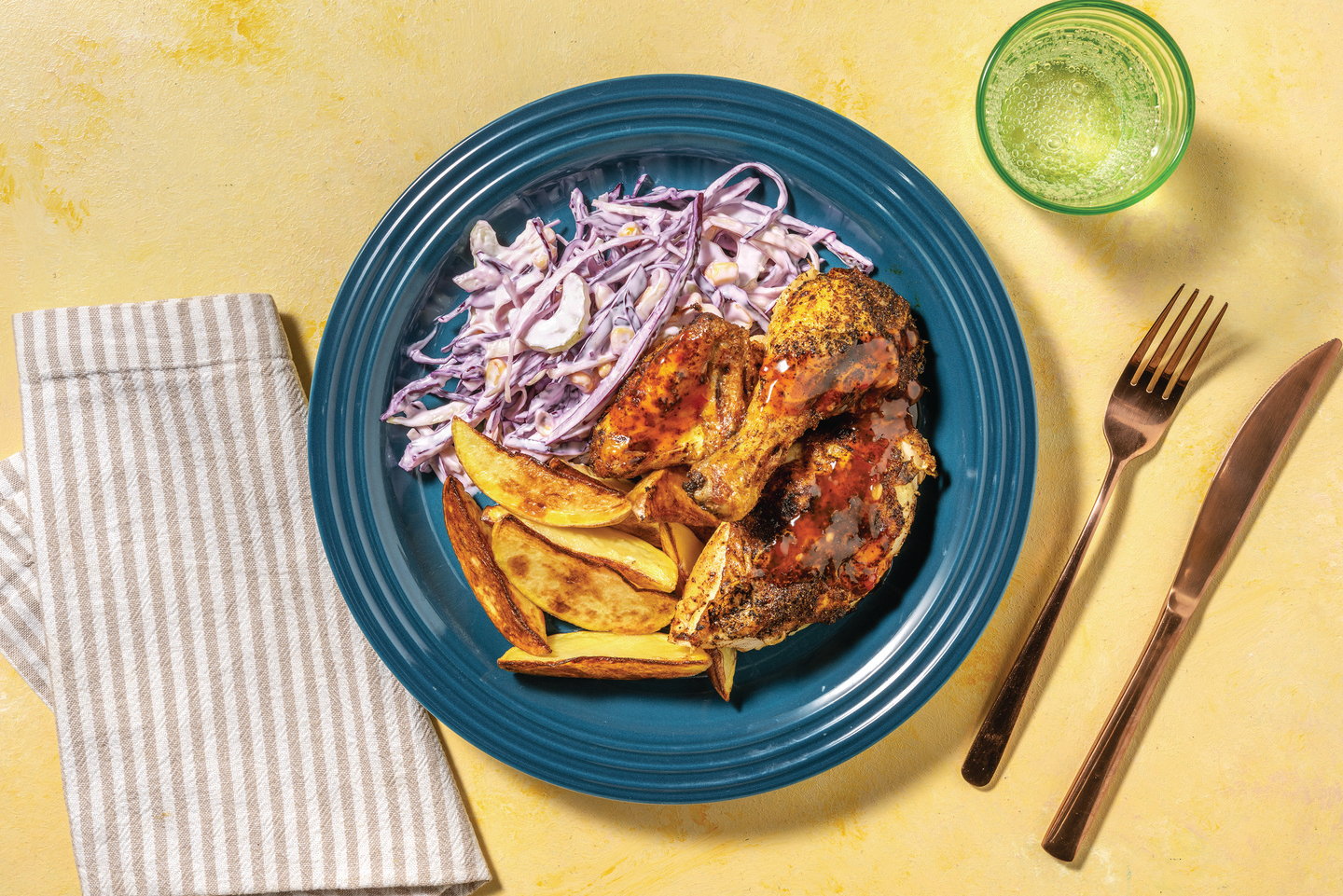 Peri Peri Roast Chicken & Wedges with Creamy Corn Slaw