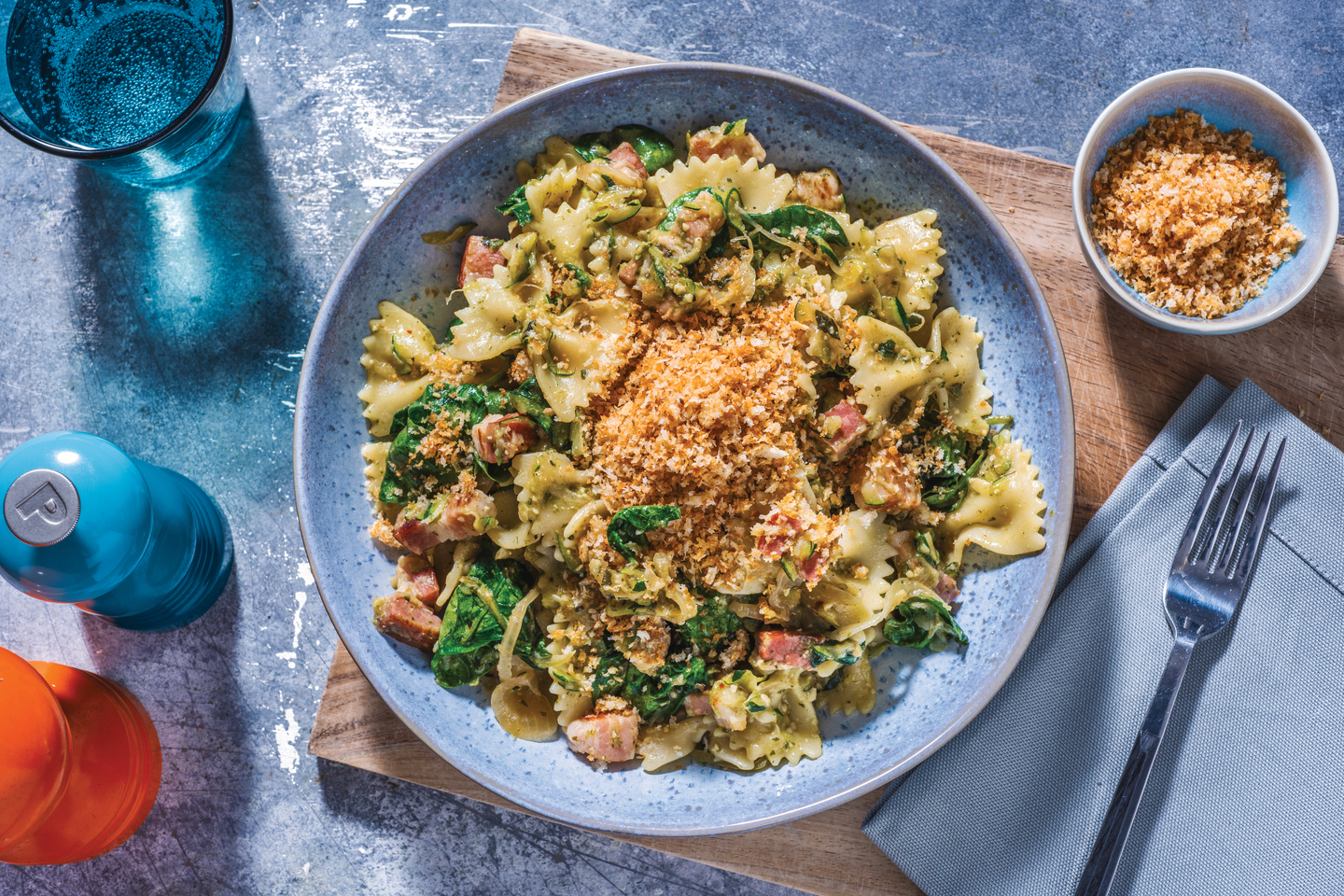 Speedy Pesto, Bacon & Courgette Farfalle