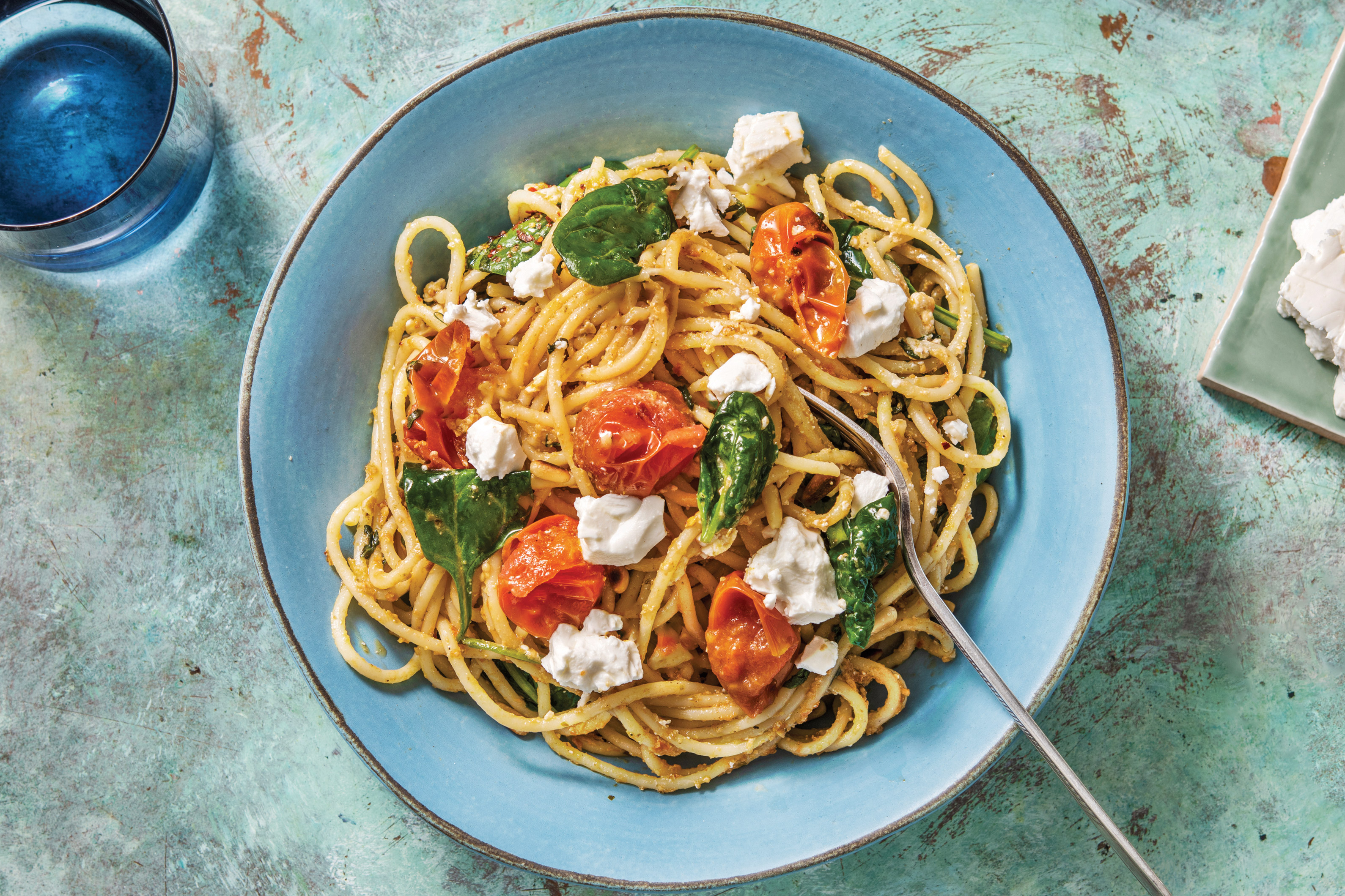 Red Pesto & Goat Cheese Spaghetti