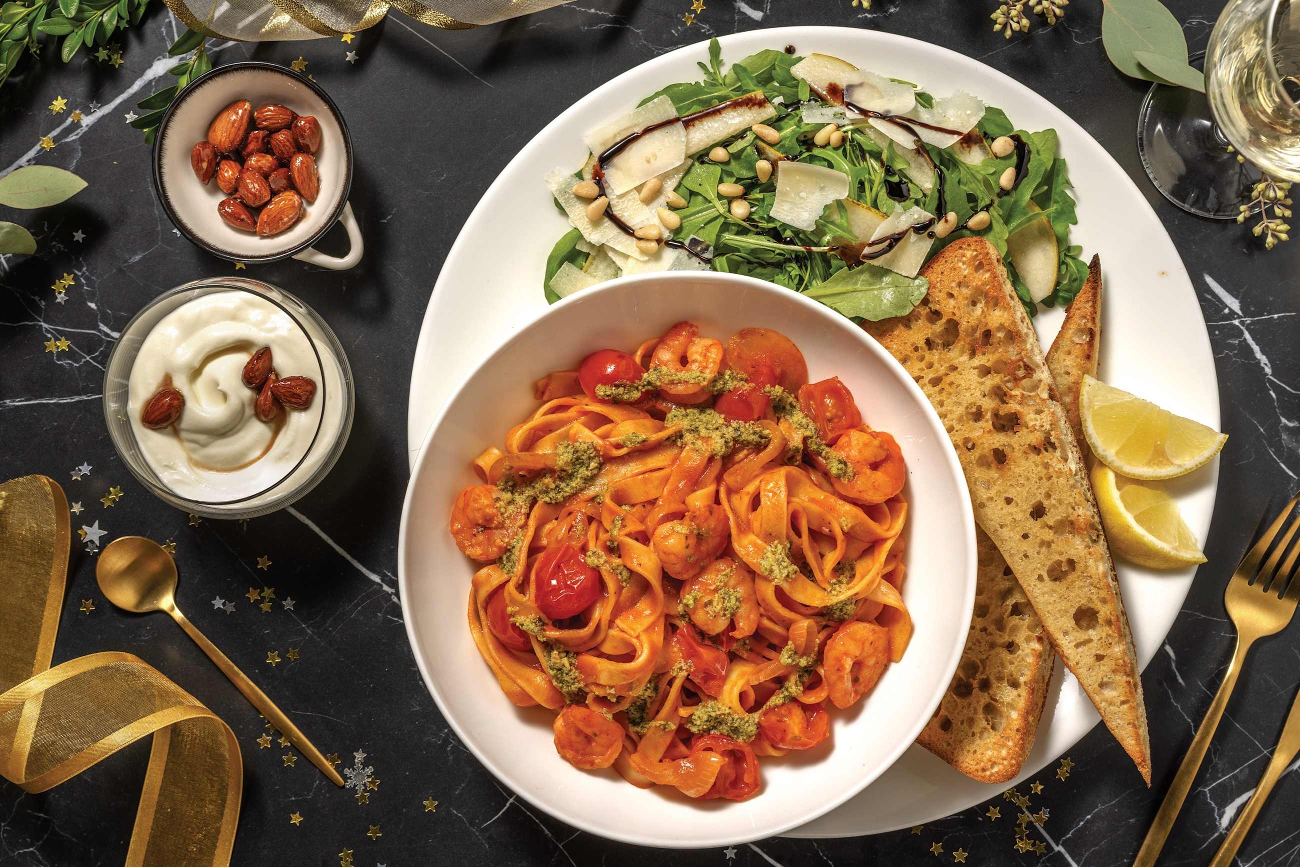 Pesto & Cherry Tomato Prawn Fettuccine