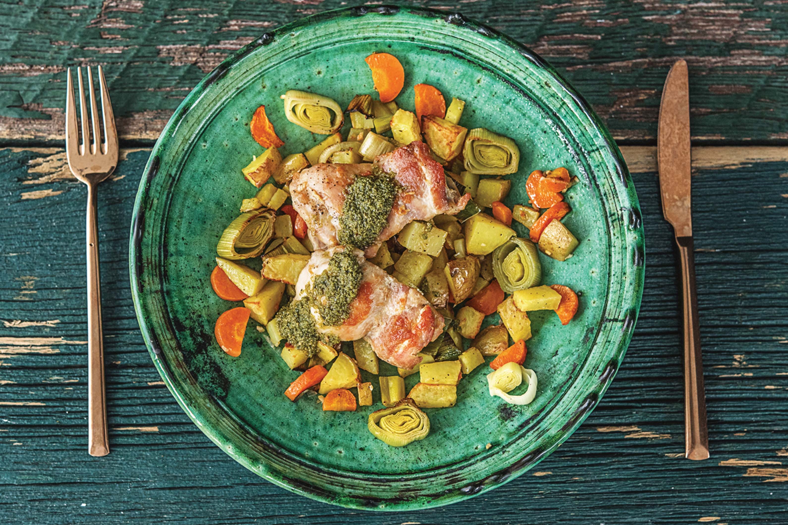 Pesto Chicken Tray Bake