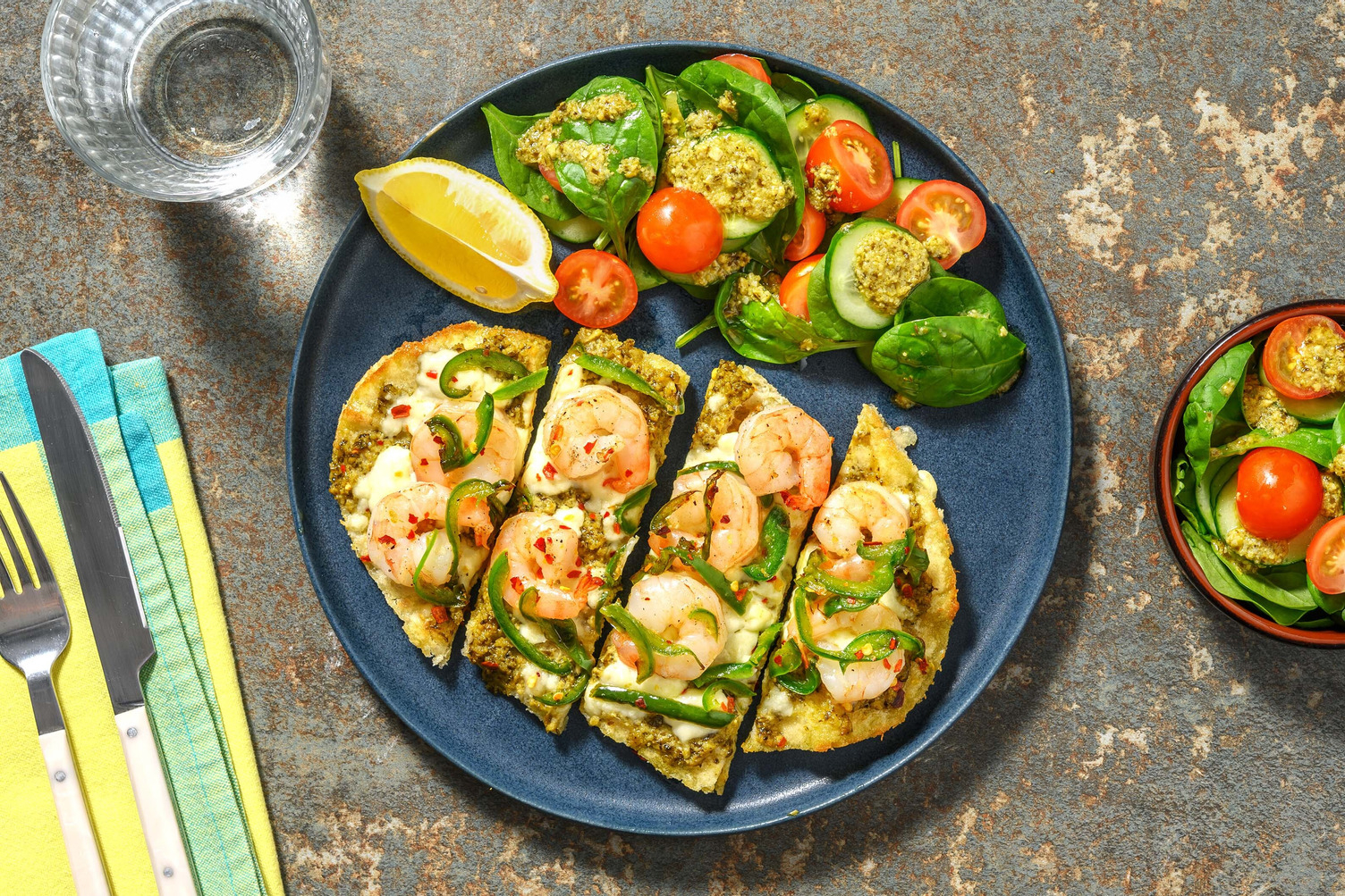 Pesto Shrimp Flatbreads