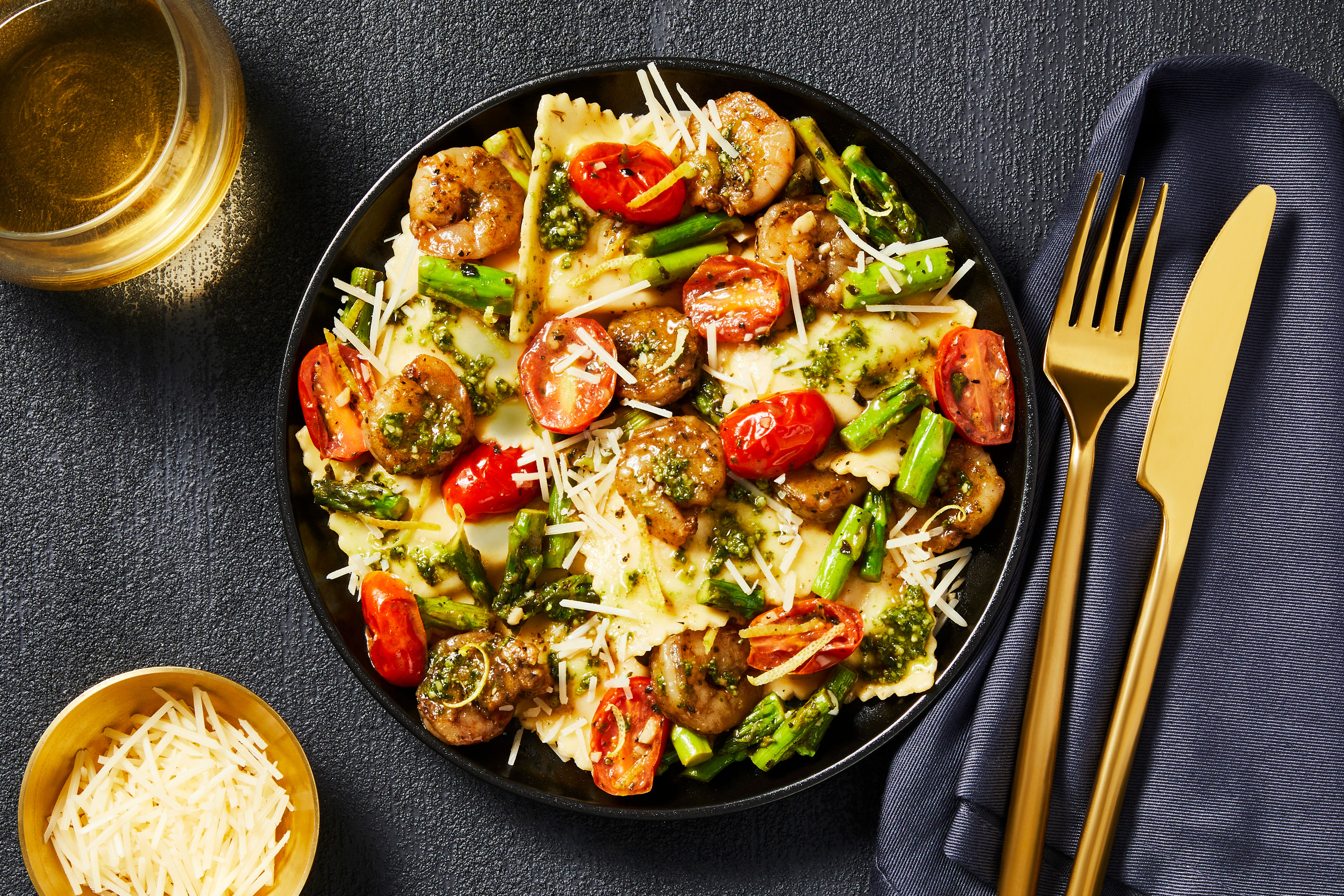 Pesto Shrimp & Spinach Ricotta Ravioli