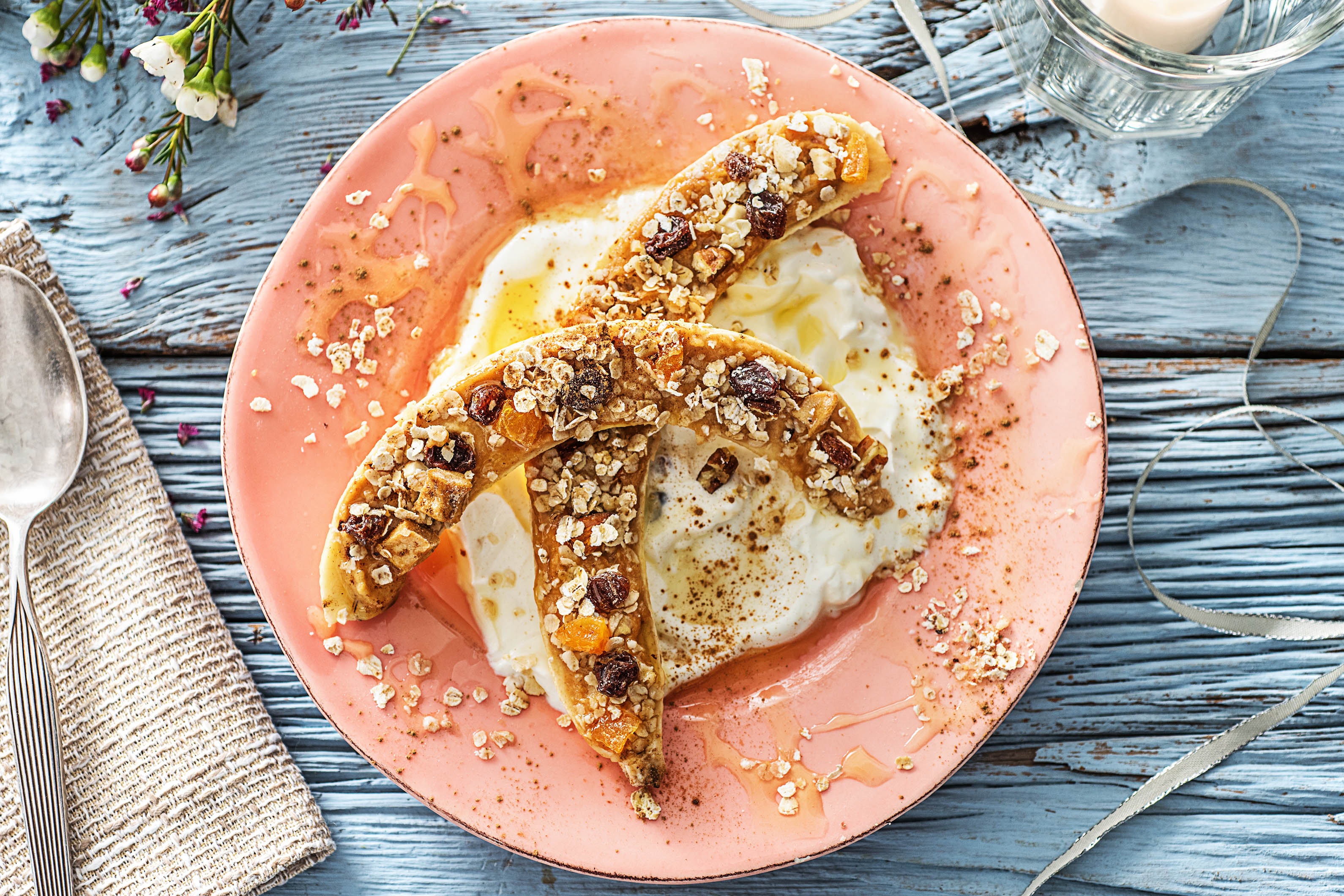 Pindakaas-bananensplit