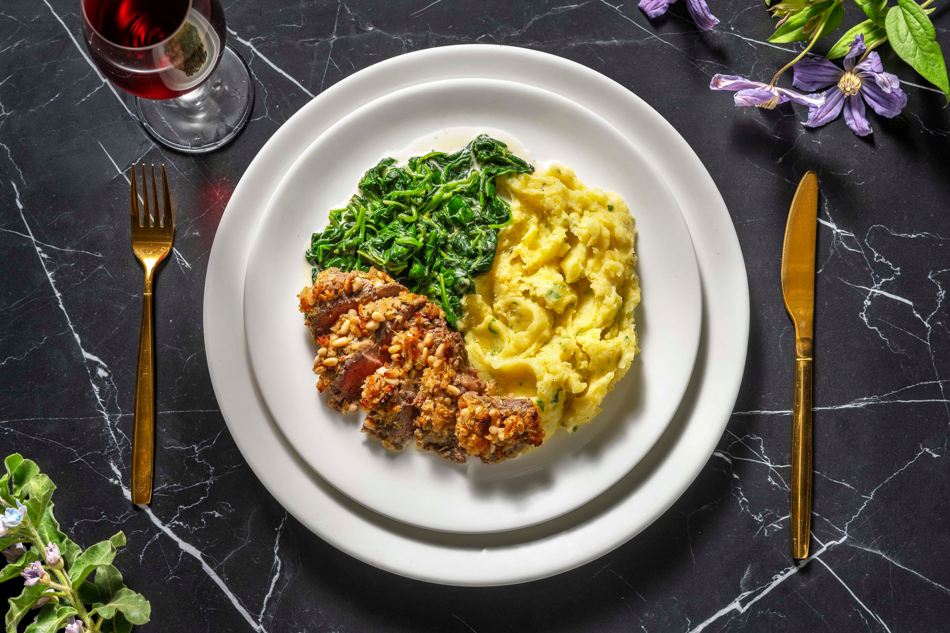 Pine Nut Crusted Lamb Steak