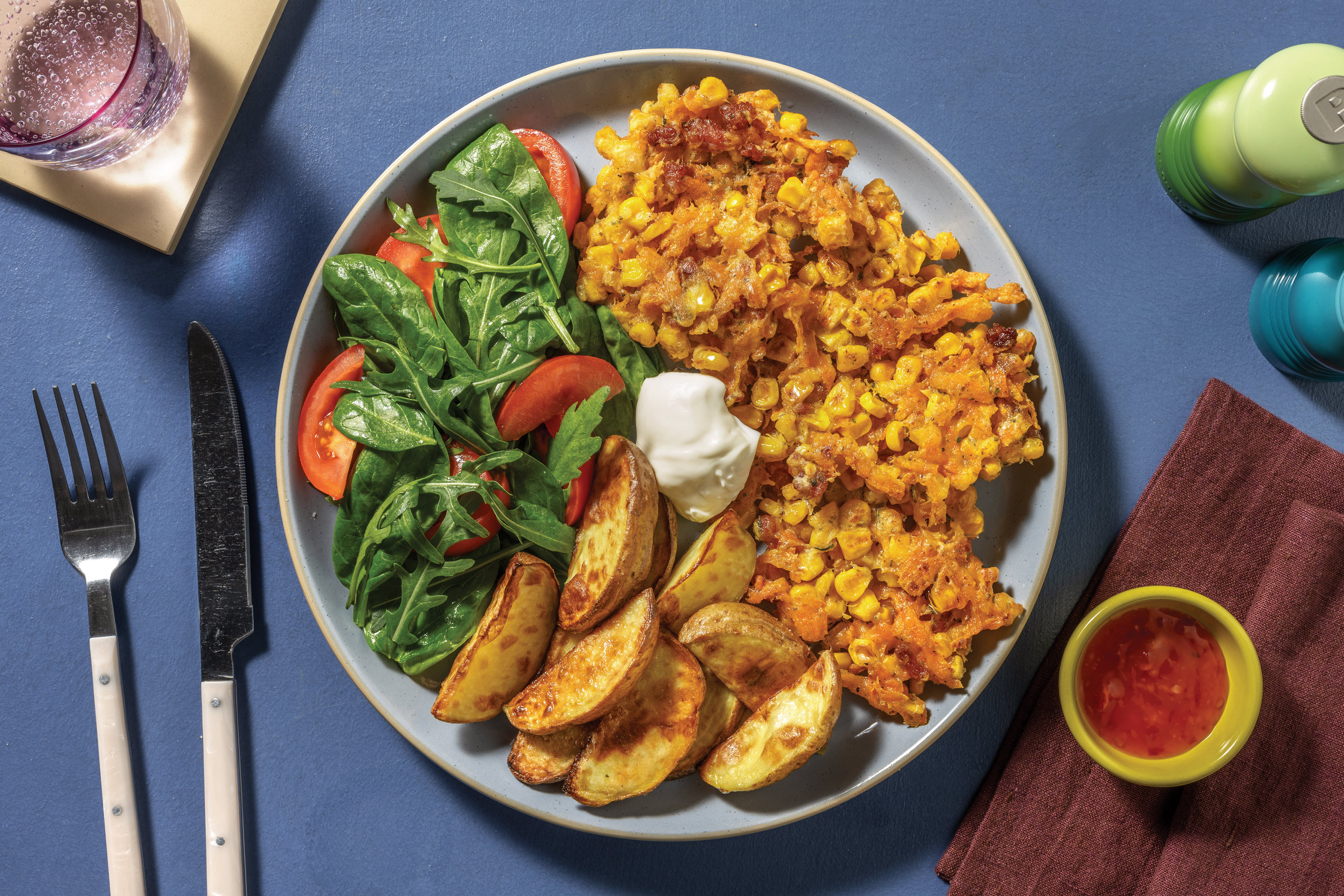 Plant-Based Bacon & Corn Fritters