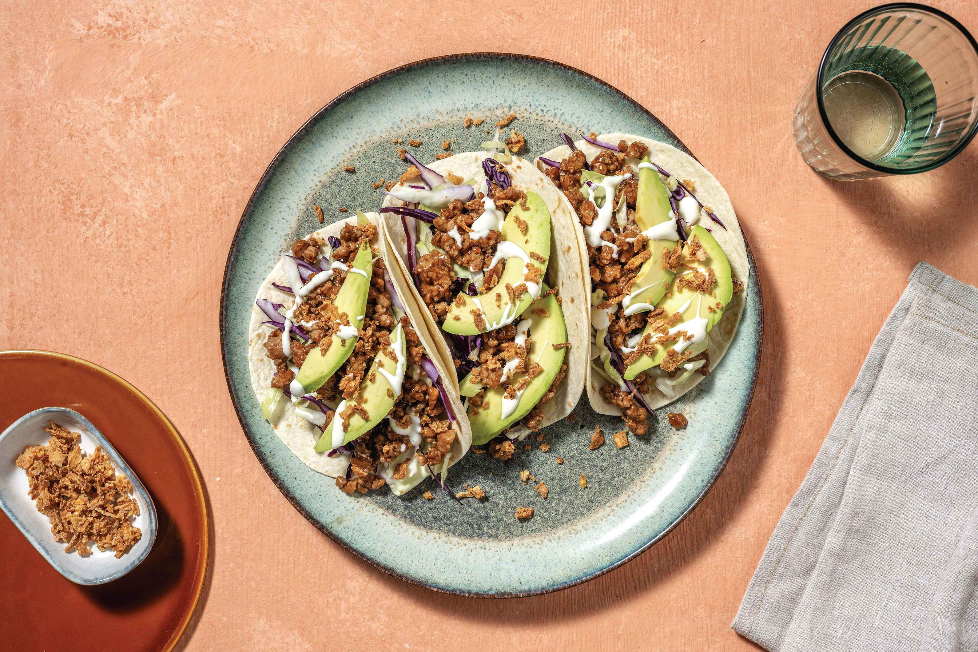 Plant-Based Mince Tacos & Plum Sauce
