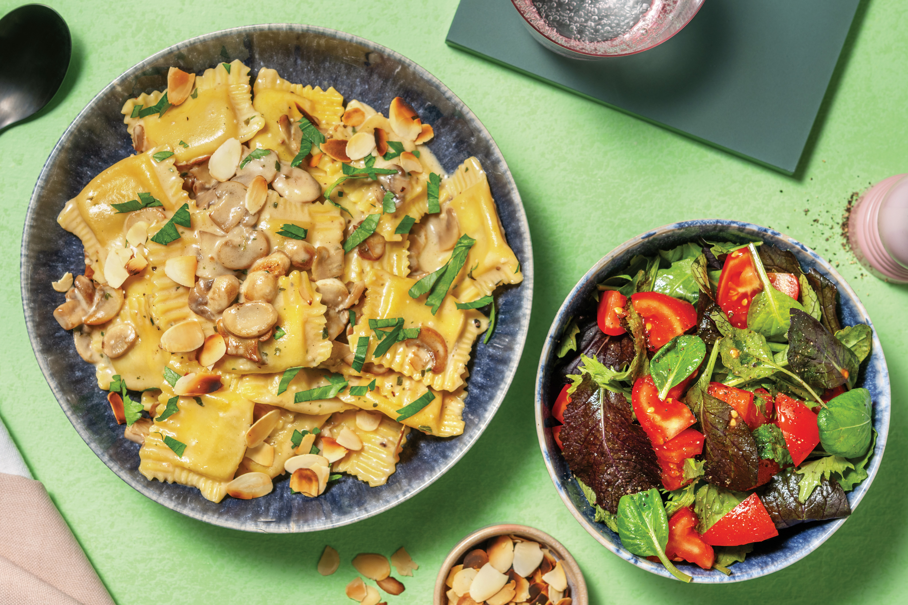 Plant-Based Ravioli & Creamy Mushroom Sauce