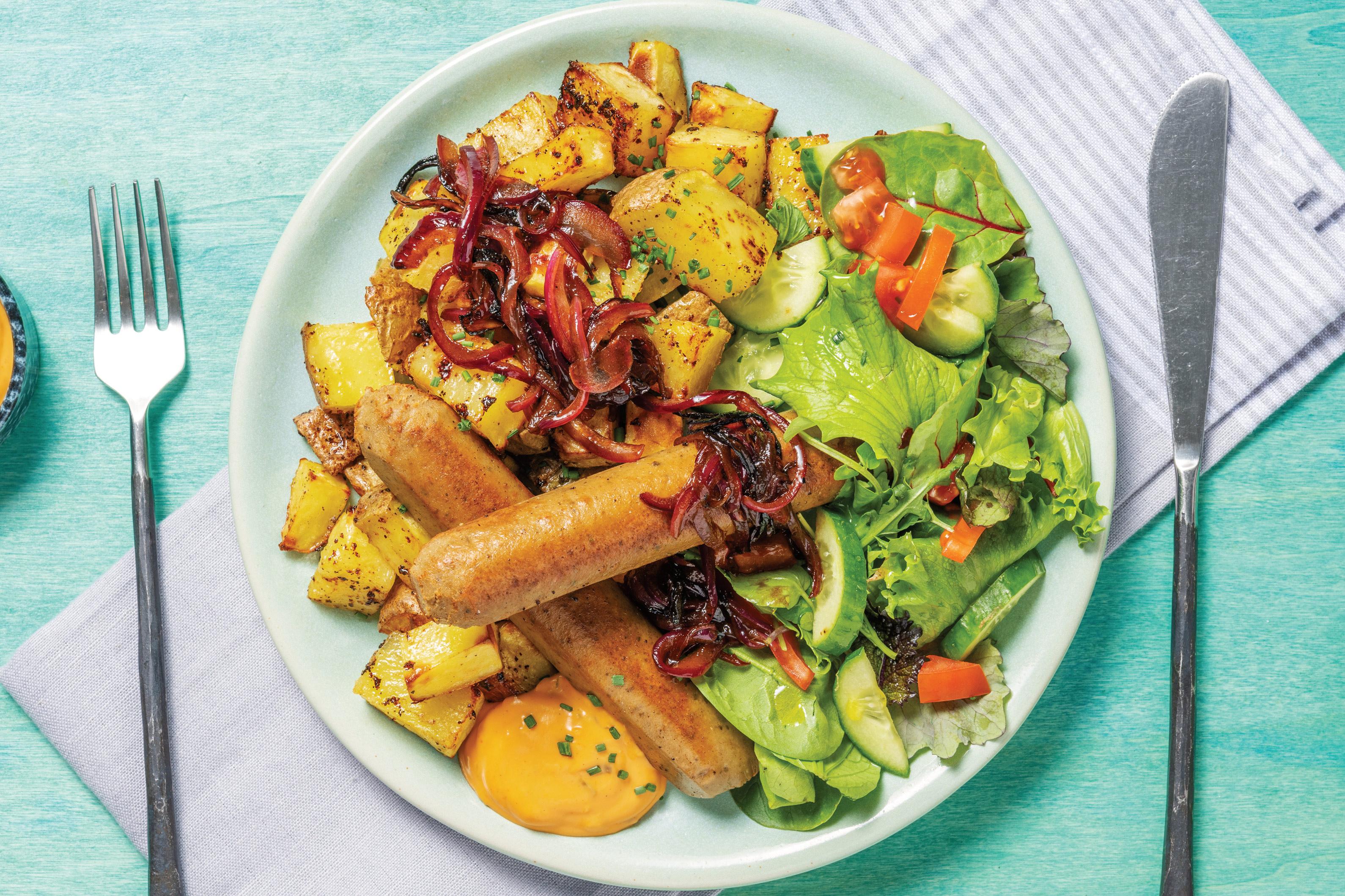 Plant-Based Sausage & Potato Traybake