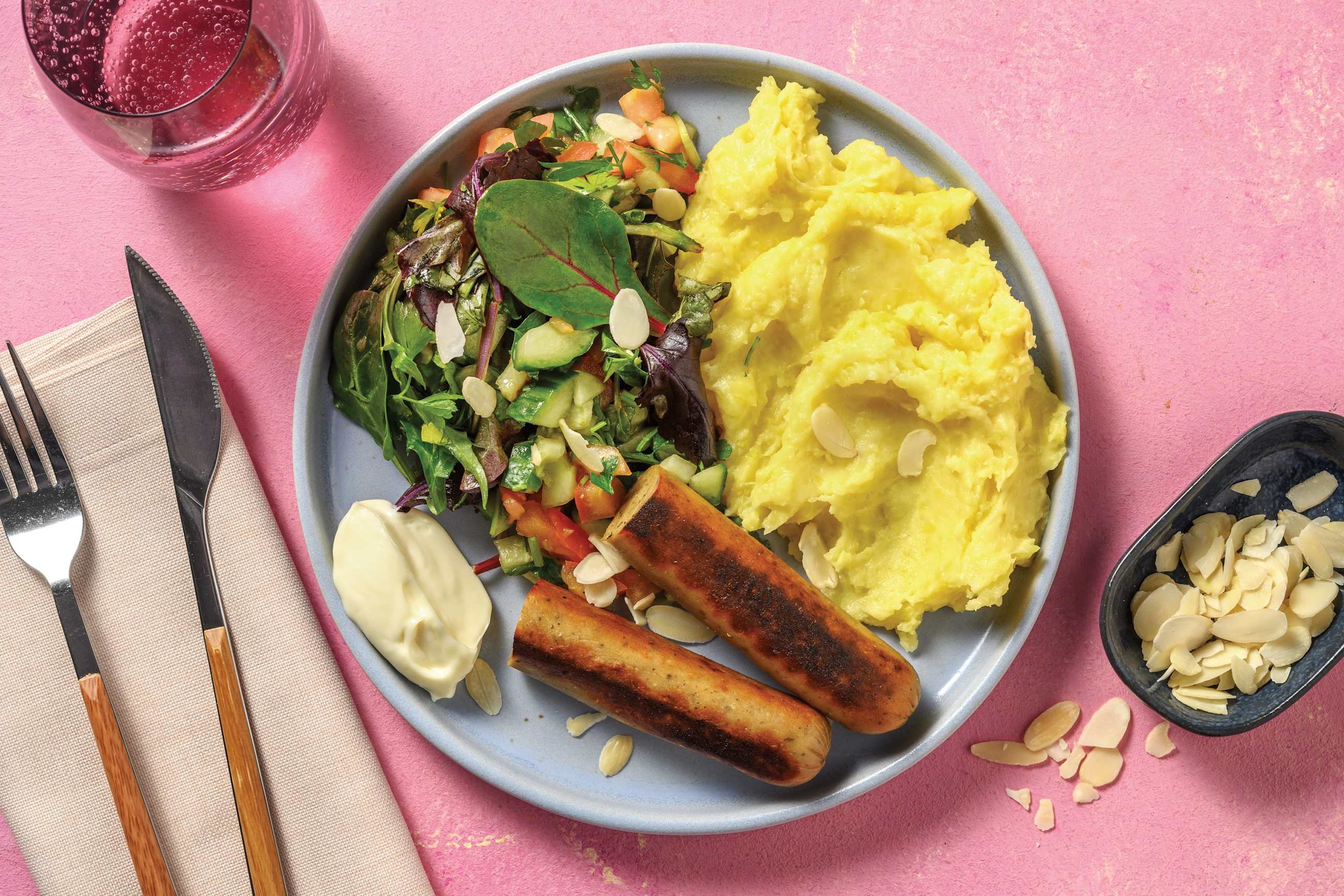 Plant-Based Sausages & Garlic Mash