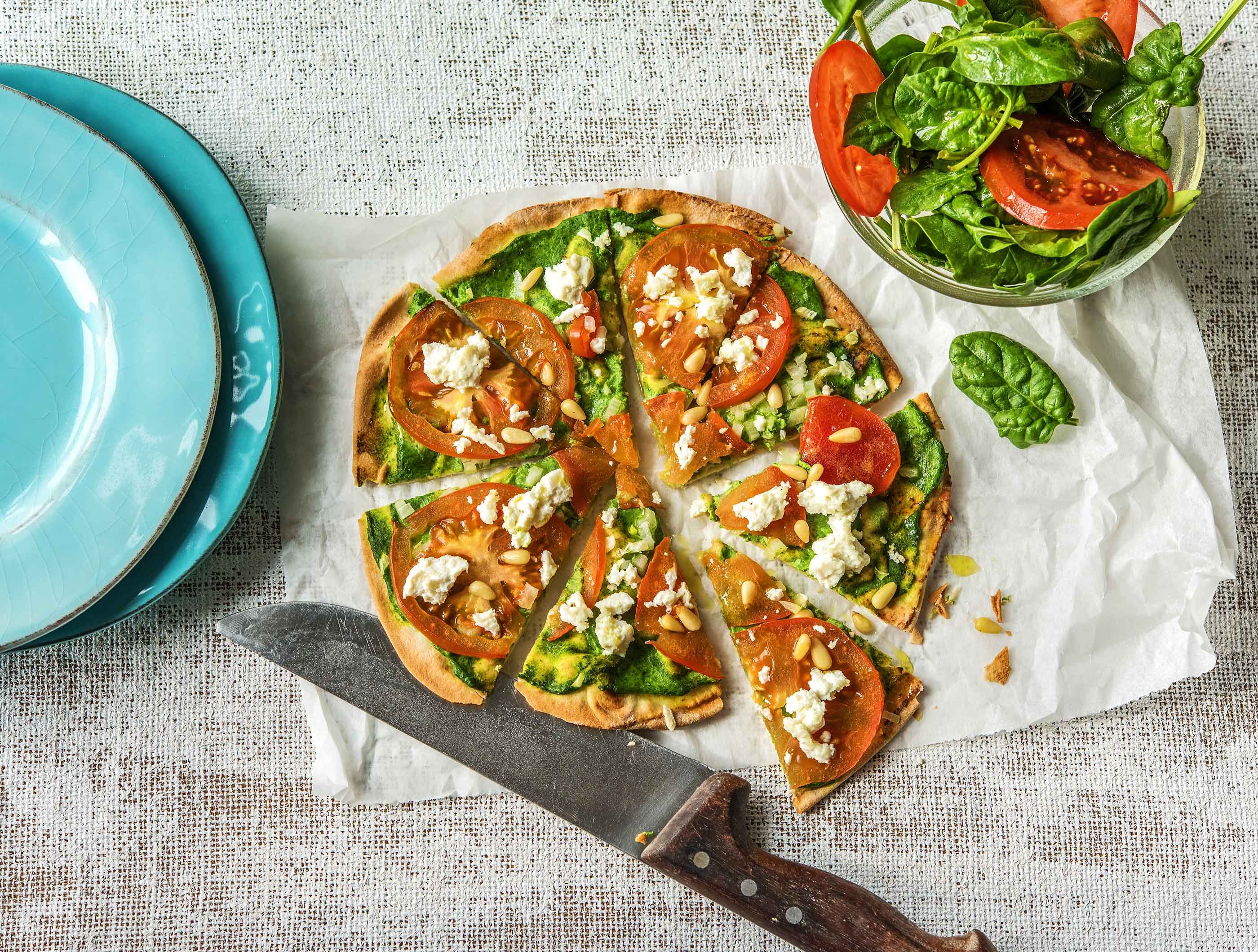 Platbroodpizza met ricotta