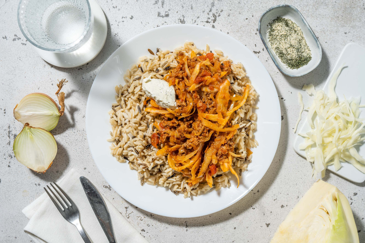 Poêlée de cigares au chou déconstruits