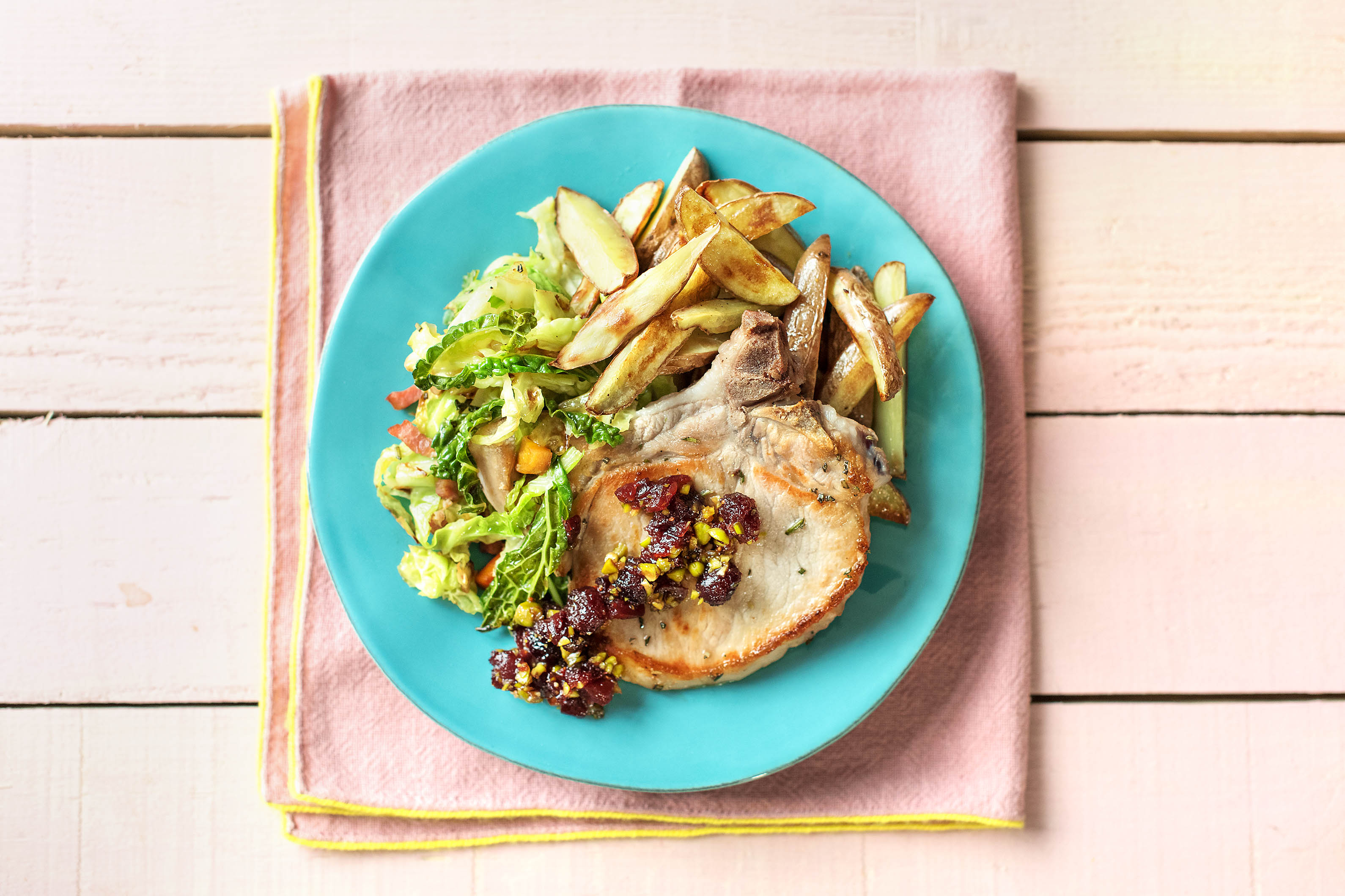 Pork Chop with Braised Cabbage,