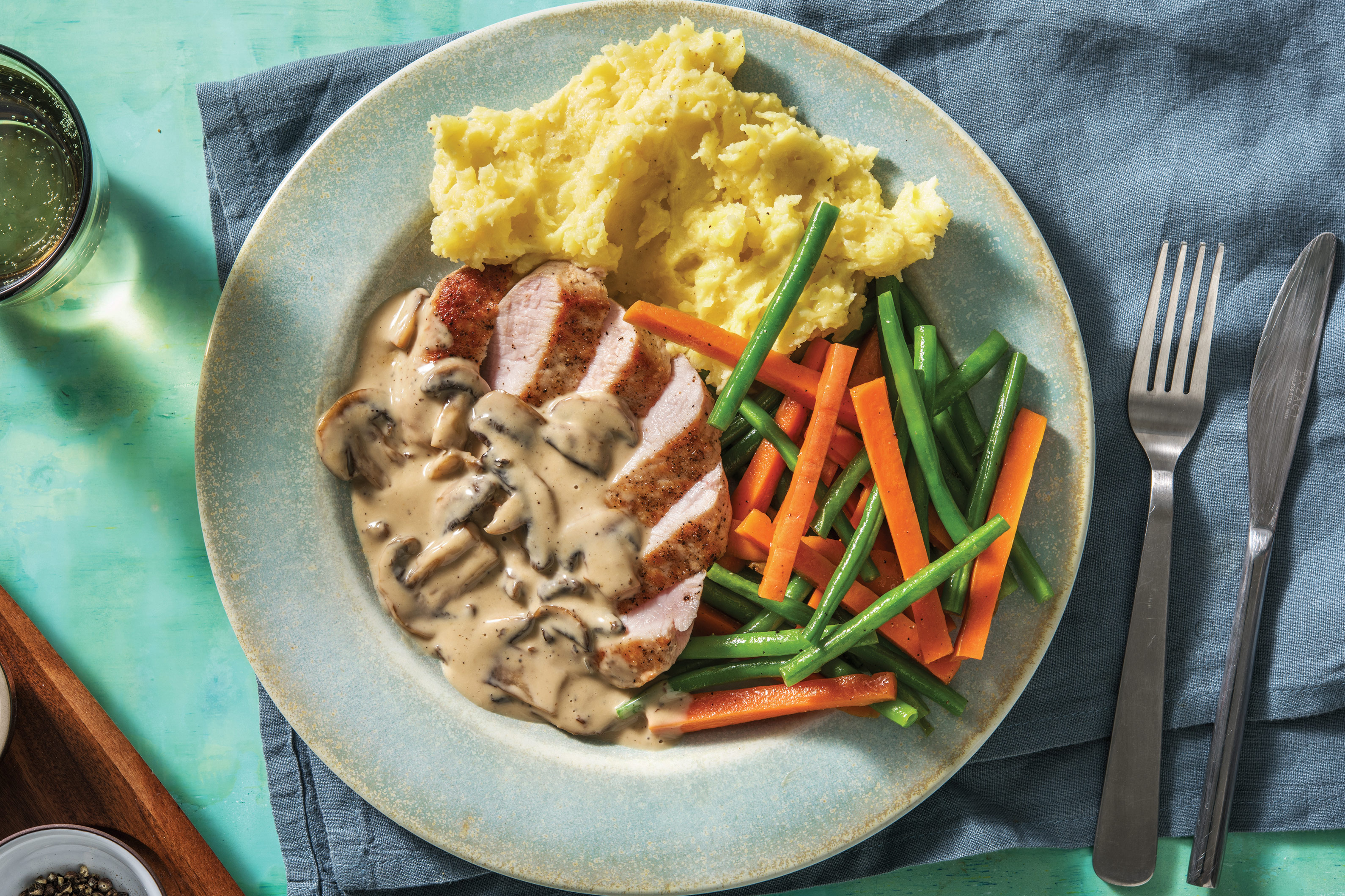 Pork & Creamy Mushroom Sauce