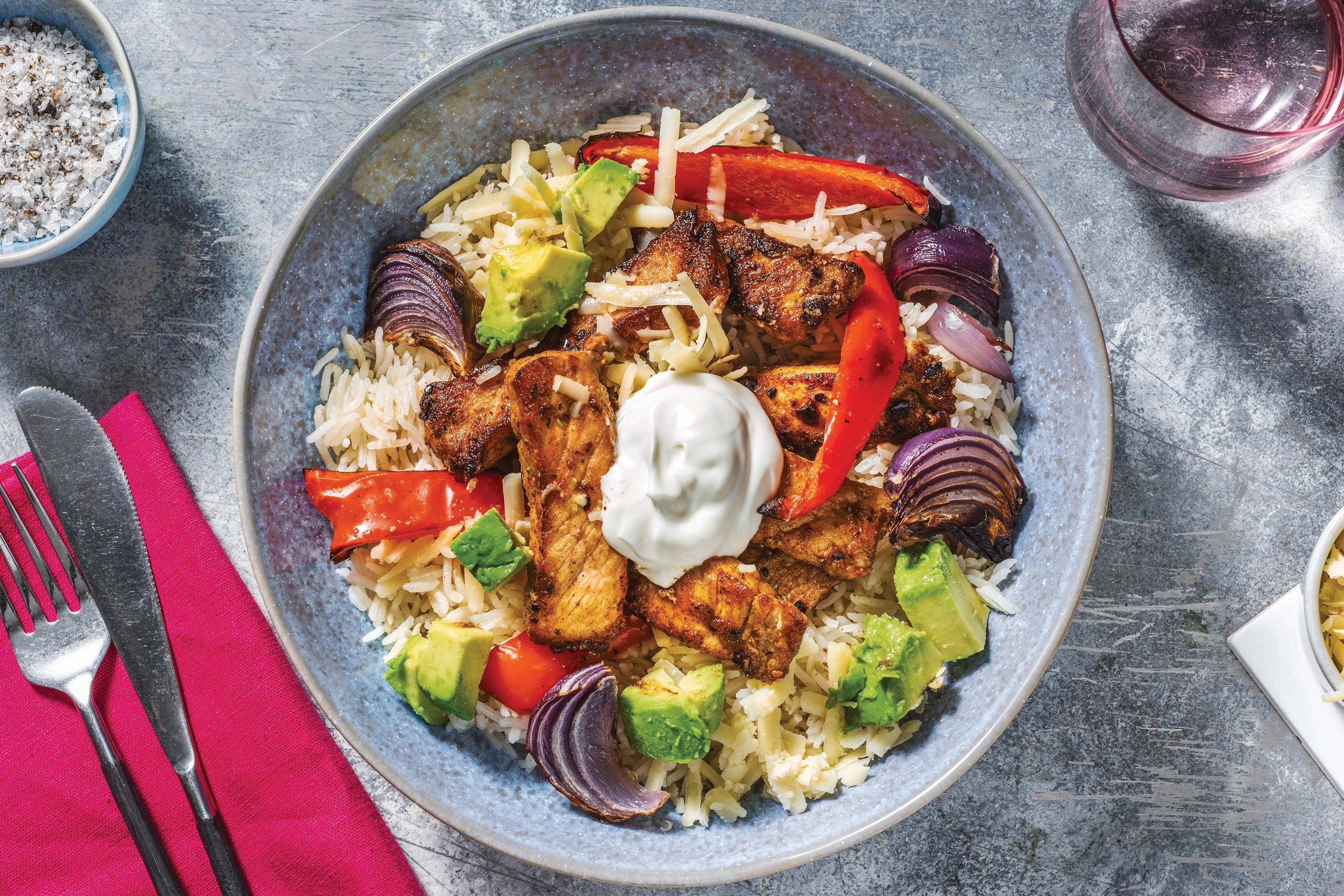 Loaded Pork Fajita Bowl
