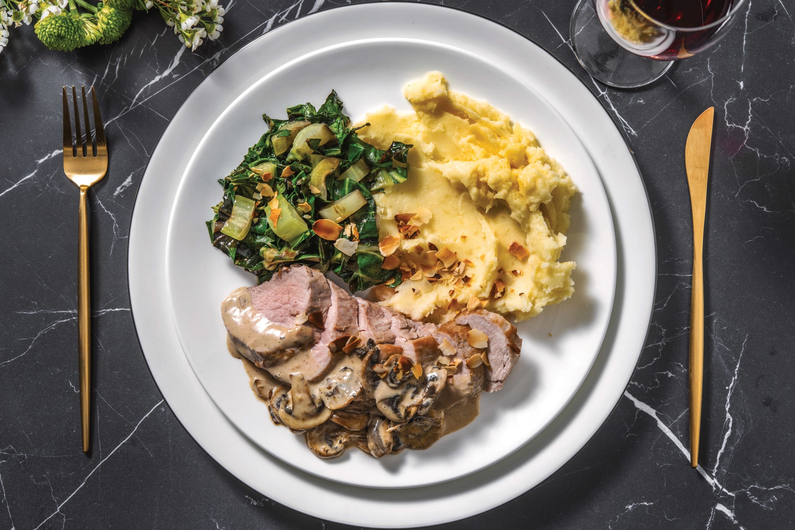 Roast Pork & Creamy Mushroom Sauce